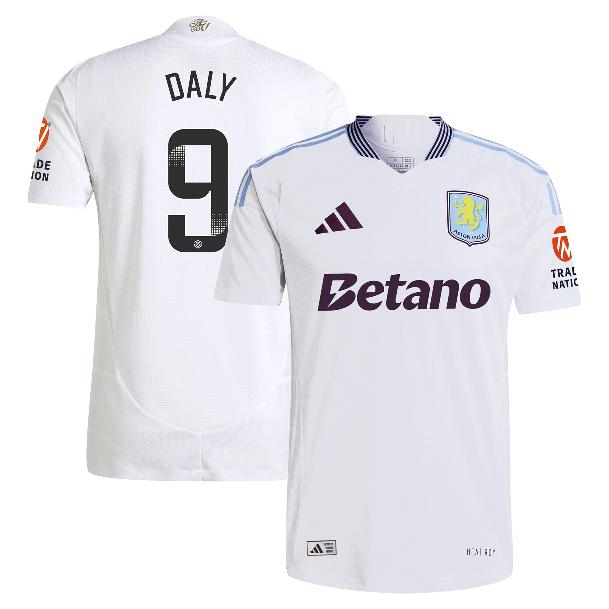 aston villa wsl adidas away authentic shirt 2024-25 with daly 9 printing Collection | Official Aston Villa Jerseys
