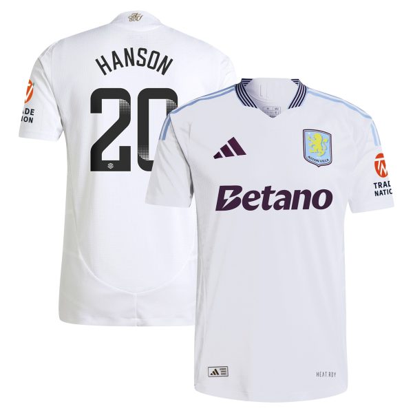 aston villa wsl adidas away authentic shirt 2024-25 with hanson 20 printing Collection | Official Aston Villa Jerseys
