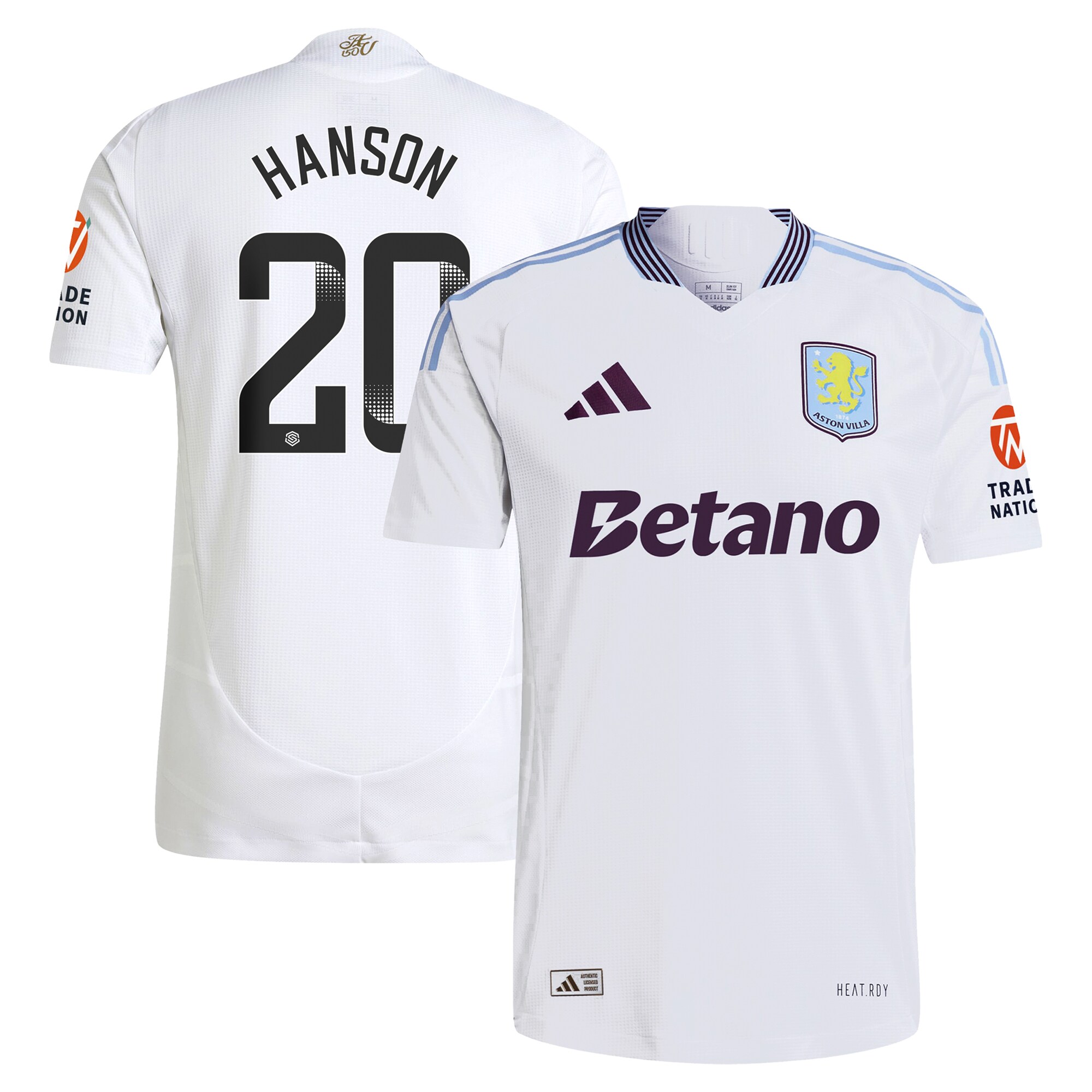aston villa wsl adidas away authentic shirt 2024-25 with hanson 20 printing Collection | Official Aston Villa Jerseys