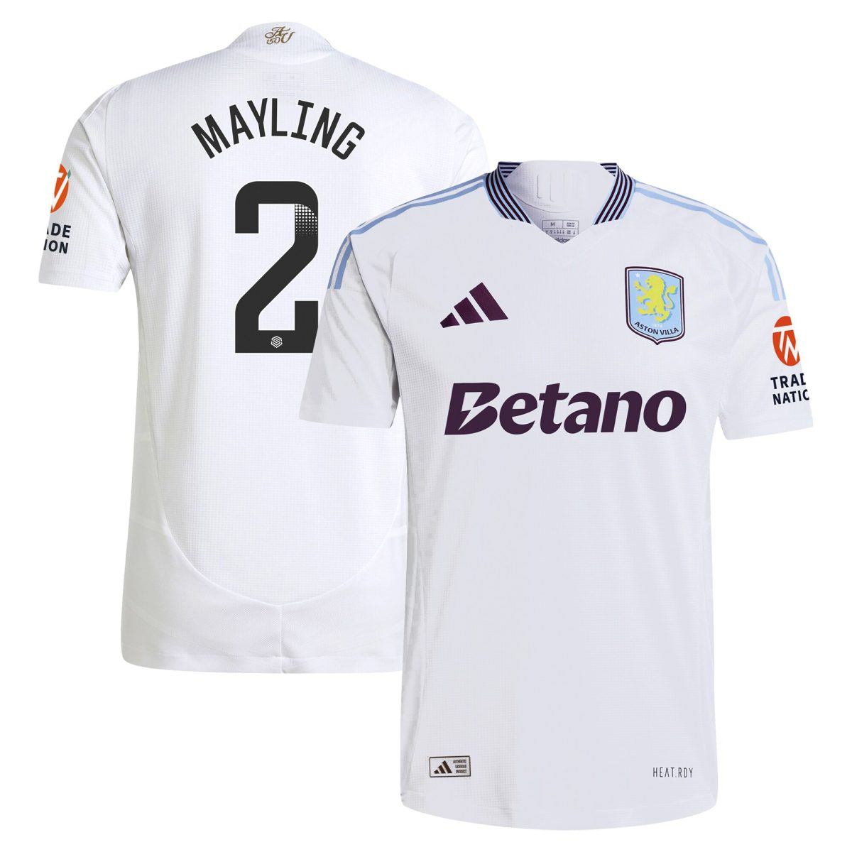 aston villa wsl adidas away authentic shirt 2024-25 with mayling 2 printing Collection | Official Aston Villa Jerseys