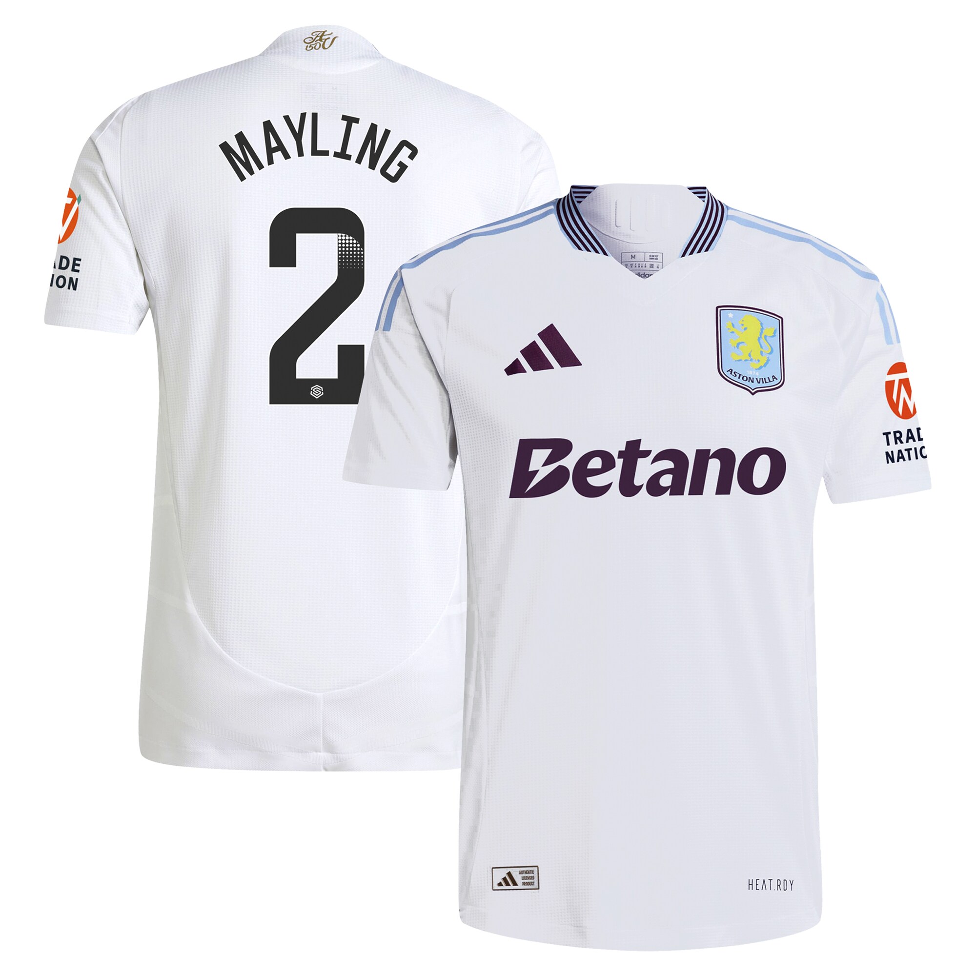 aston villa wsl adidas away authentic shirt 2024-25 with mayling 2 printing Collection | Official Aston Villa Jerseys