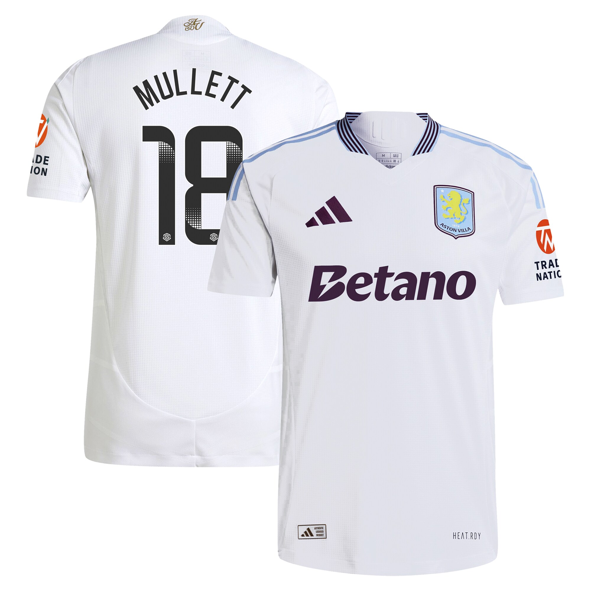 aston villa wsl adidas away authentic shirt 2024-25 with mullett 18 printing Collection | Official Aston Villa Jerseys
