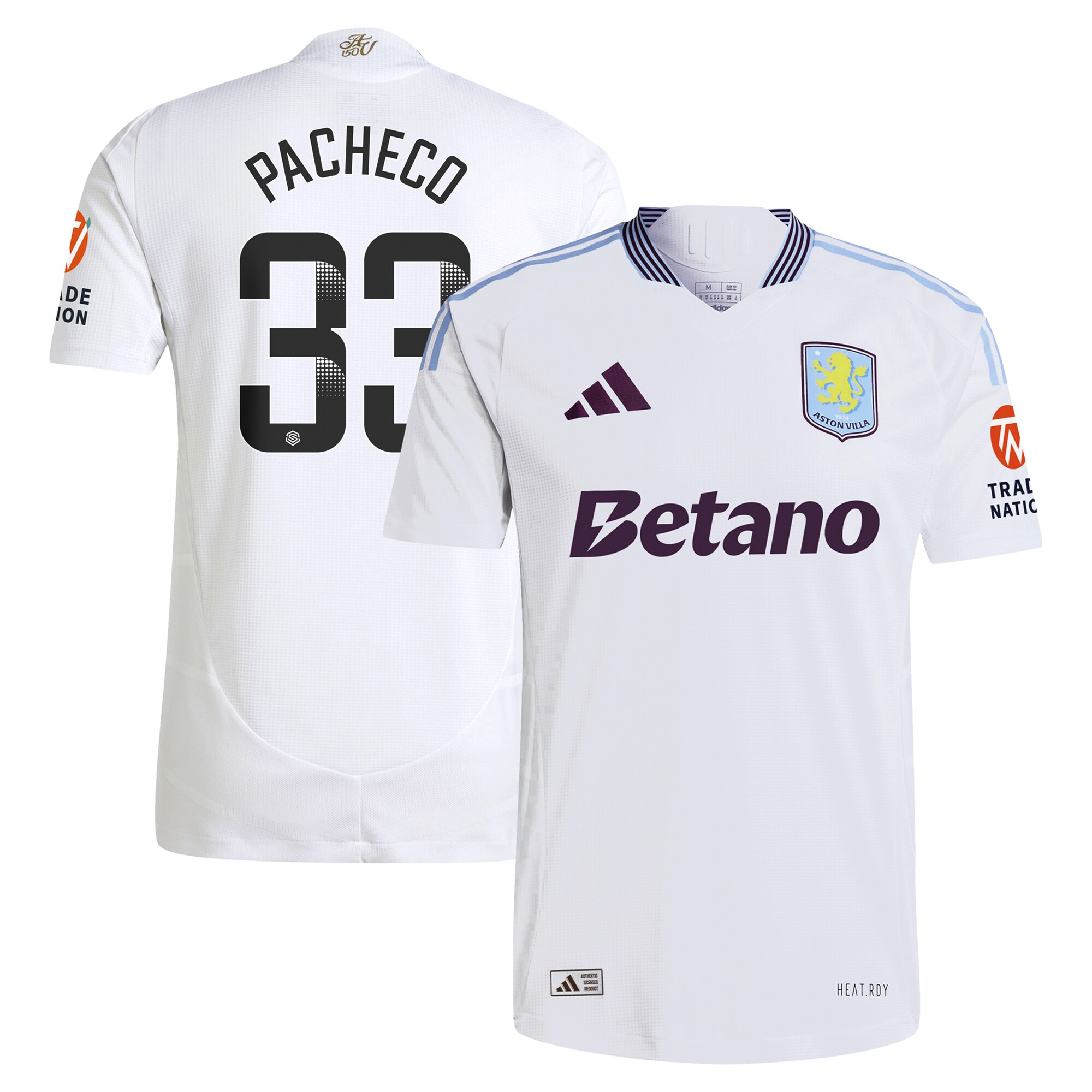aston villa wsl adidas away authentic shirt 2024-25 with pacheco 33 printing Collection | Official Aston Villa Jerseys
