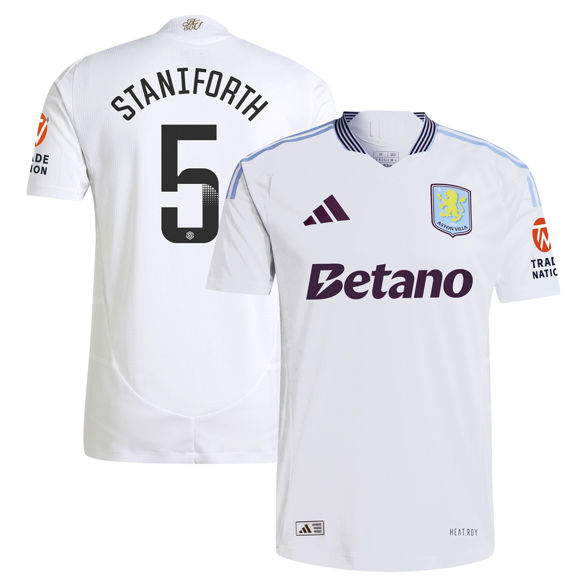 aston villa wsl adidas away authentic shirt 2024-25 with staniforth 5 printing Collection | Official Aston Villa Jerseys