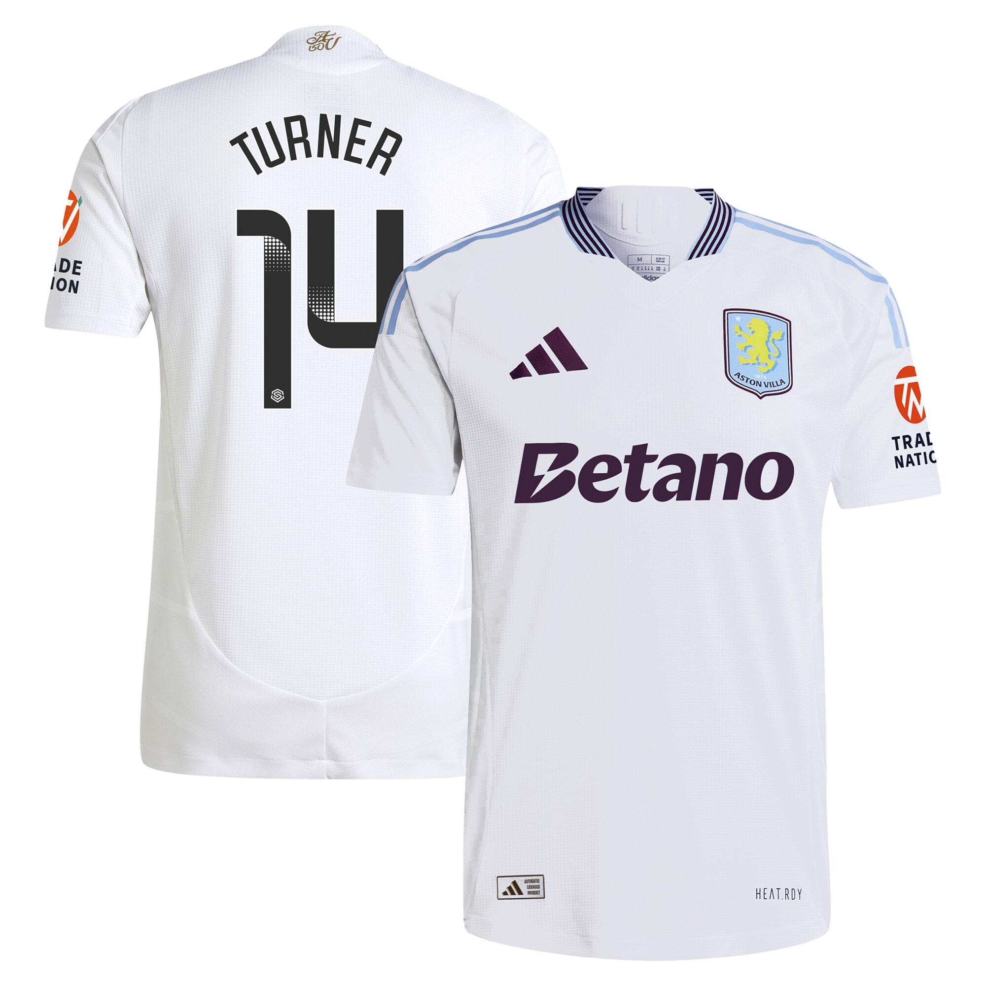 aston villa wsl adidas away authentic shirt 2024-25 with turner 14 printing Collection | Official Aston Villa Jerseys