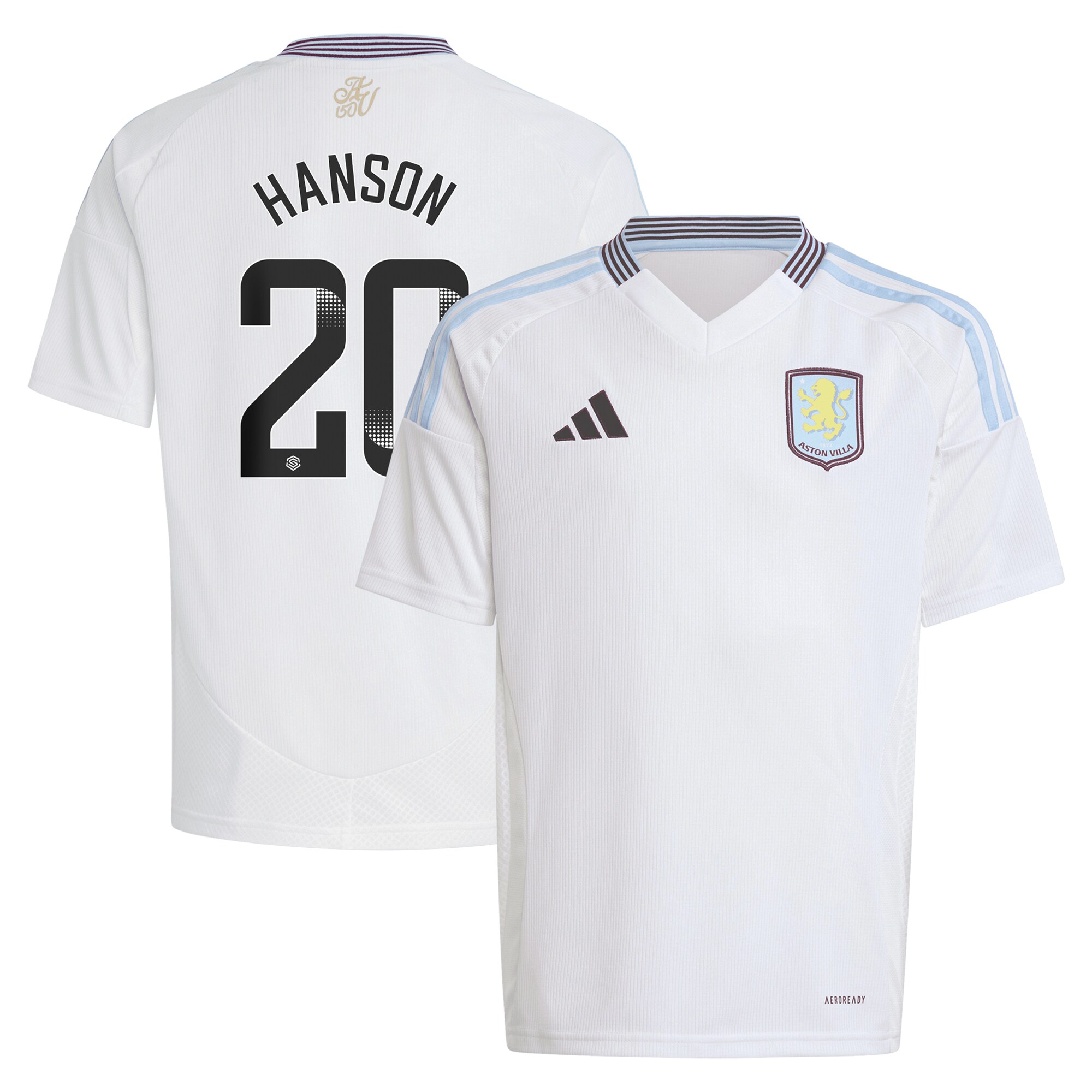 aston villa wsl adidas away shirt 2024-25 – kids with hanson 20 printing Collection | Official Aston Villa Jerseys