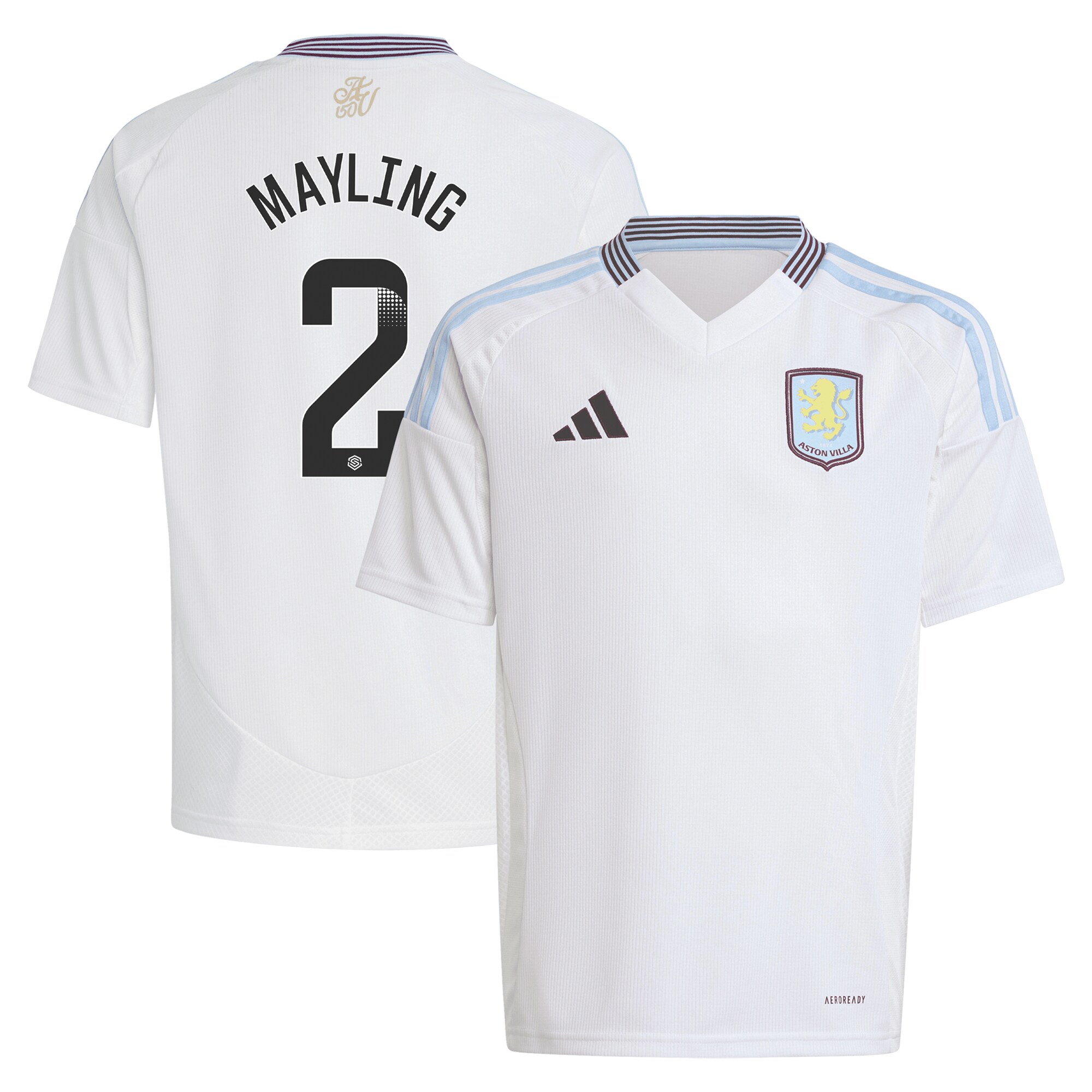 aston villa wsl adidas away shirt 2024-25 – kids with mayling 2 printing Collection | Official Aston Villa Jerseys