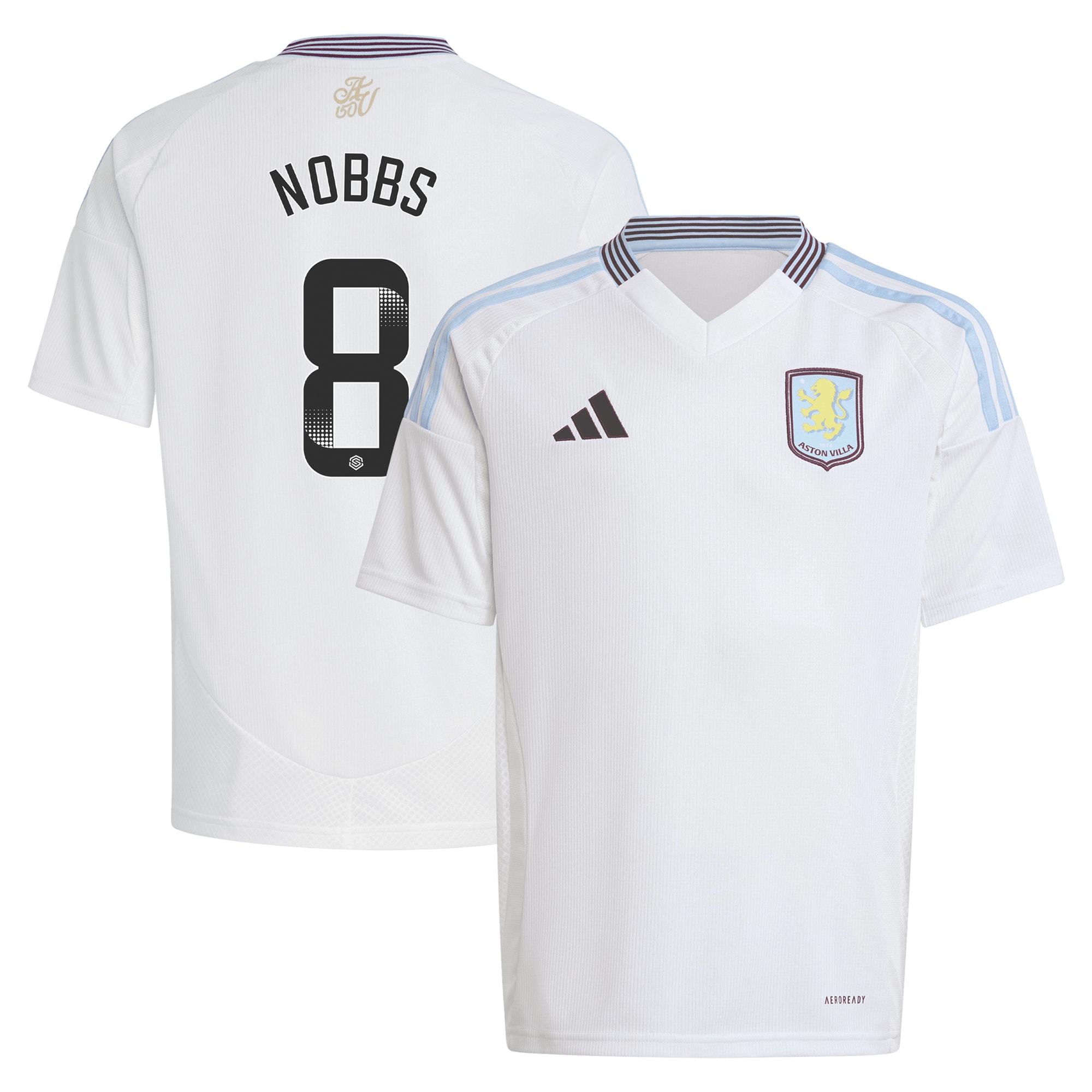 aston villa wsl adidas away shirt 2024-25 – kids with nobbs 8 printing Collection | Official Aston Villa Jerseys