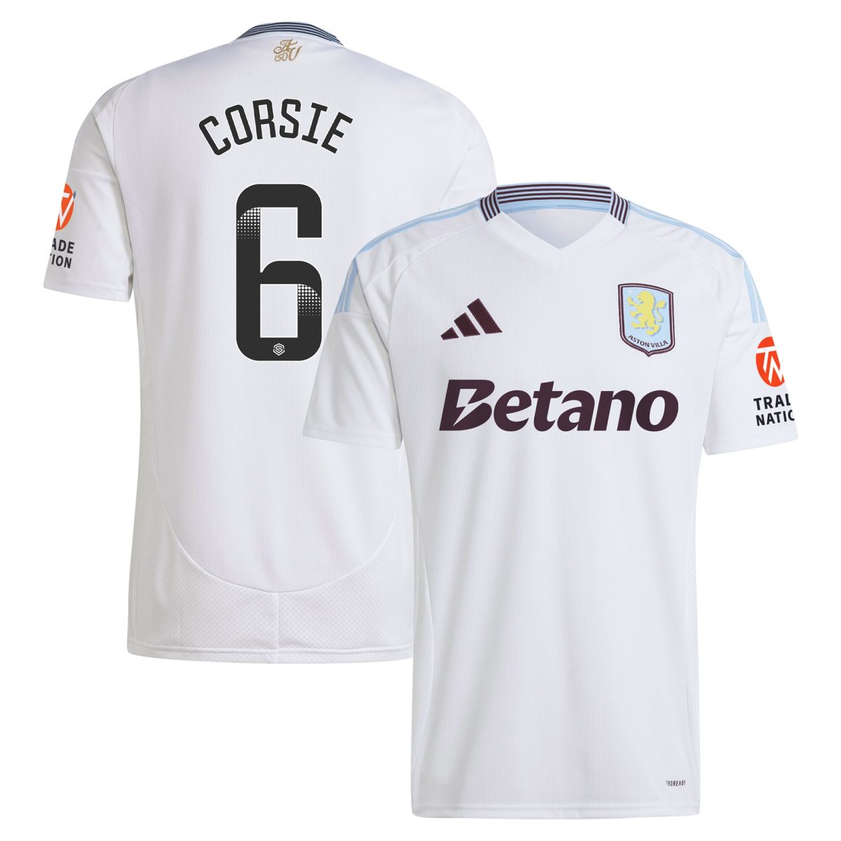 aston villa wsl adidas away shirt 2024-25 with corsie 6 printing Collection | Official Aston Villa Jerseys
