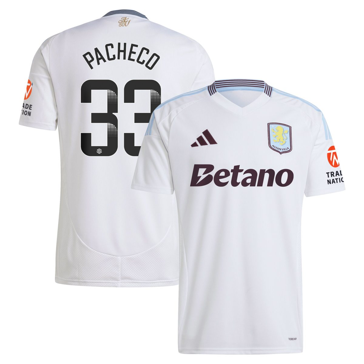 aston villa wsl adidas away shirt 2024-25 with pacheco 33 printing Collection | Official Aston Villa Jerseys