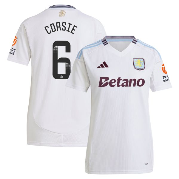 aston villa wsl adidas away shirt 2024-25 – womens with corsie 6 printing Collection | Official Aston Villa Jerseys