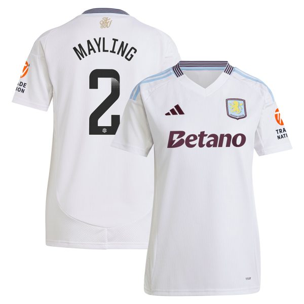 aston villa wsl adidas away shirt 2024-25 – womens with mayling 2 printing Collection | Official Aston Villa Jerseys