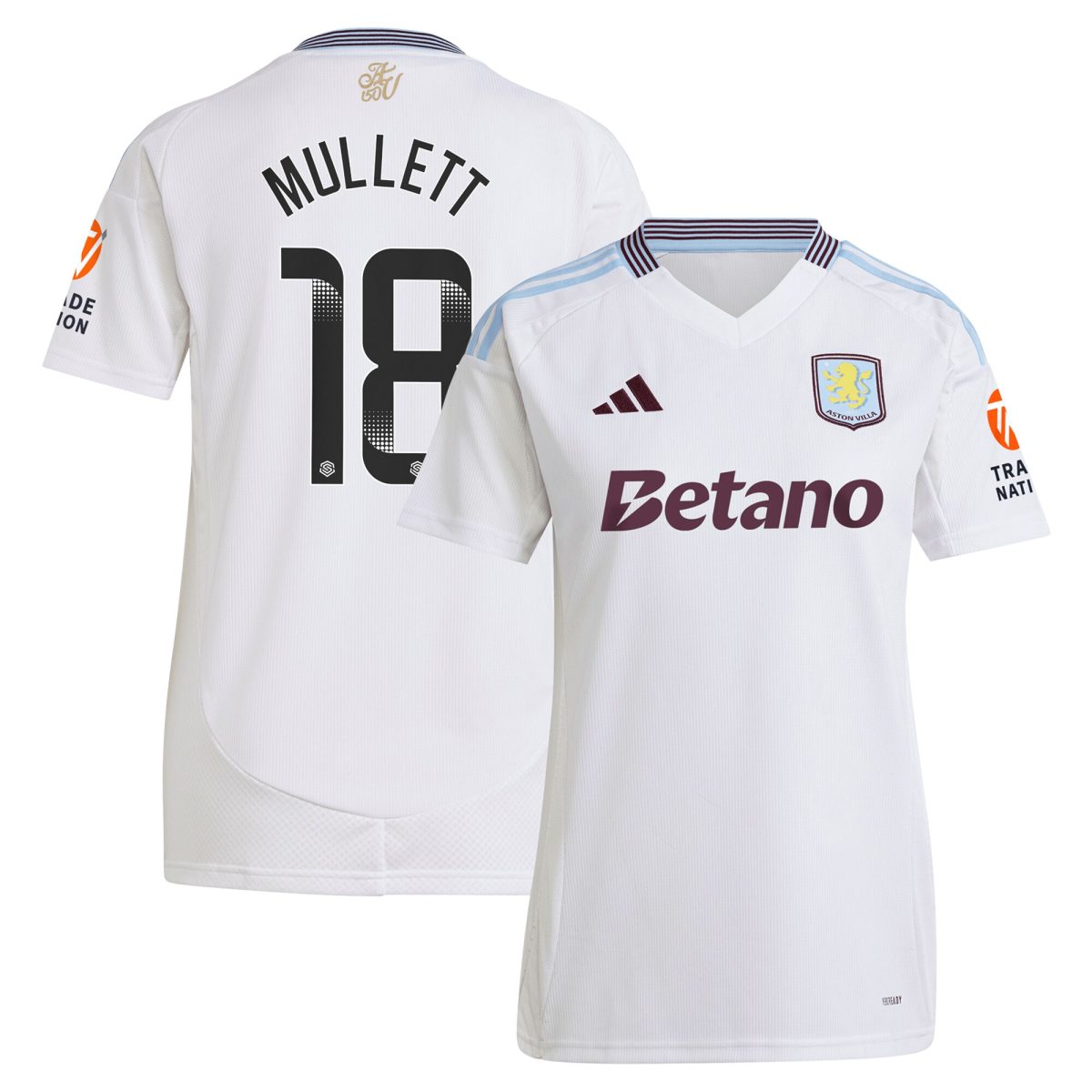 aston villa wsl adidas away shirt 2024-25 – womens with mullett 18 printing Collection | Official Aston Villa Jerseys