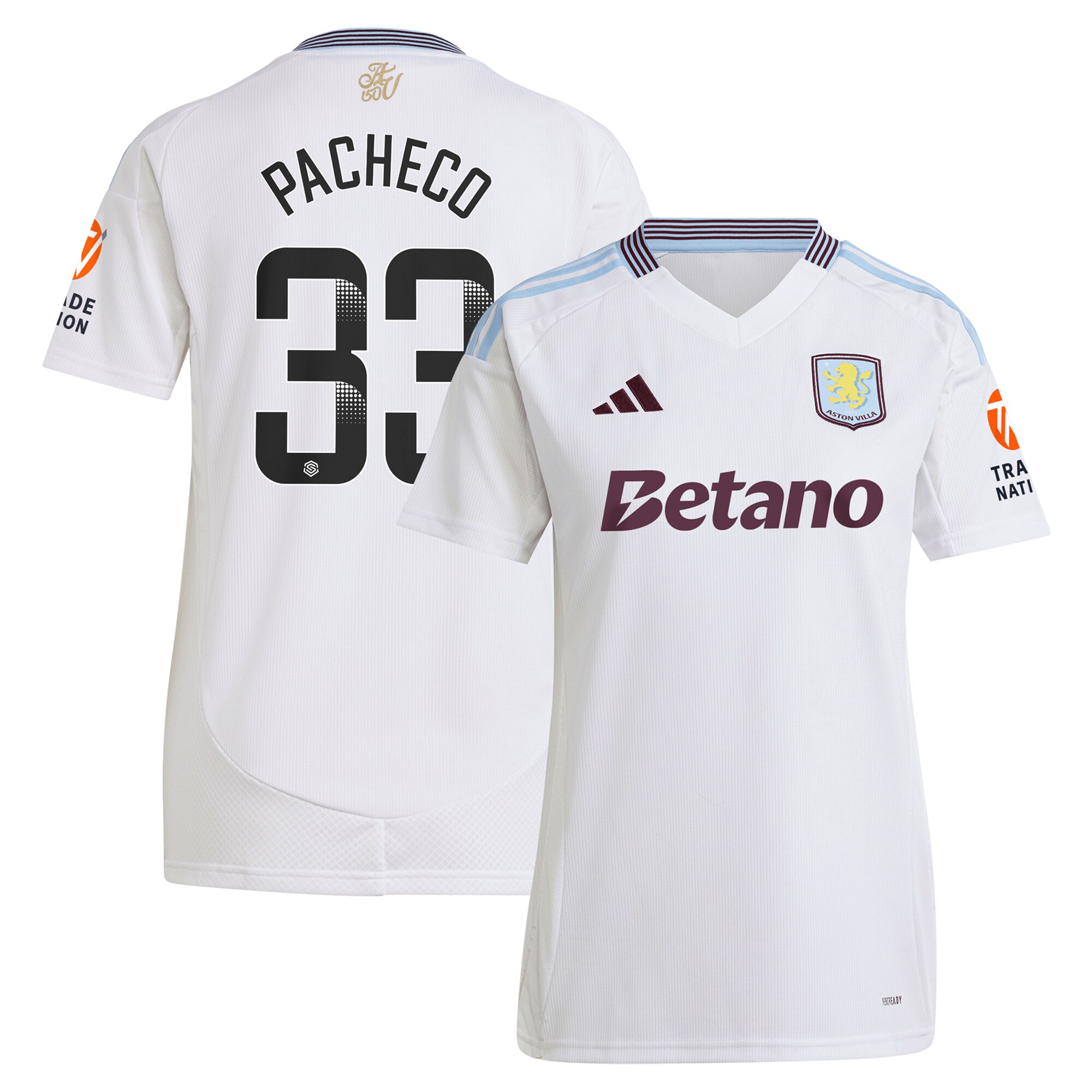 aston villa wsl adidas away shirt 2024-25 – womens with pacheco 33 printing Collection | Official Aston Villa Jerseys