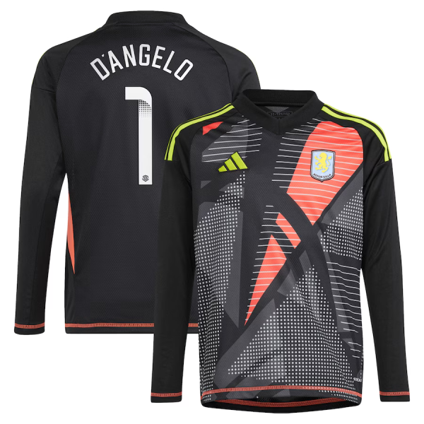 aston villa wsl adidas goalkeeper shirt 2024-25 – long sleeve – kids with d8217angelo 1 printing Collection | Official Aston Villa Jerseys