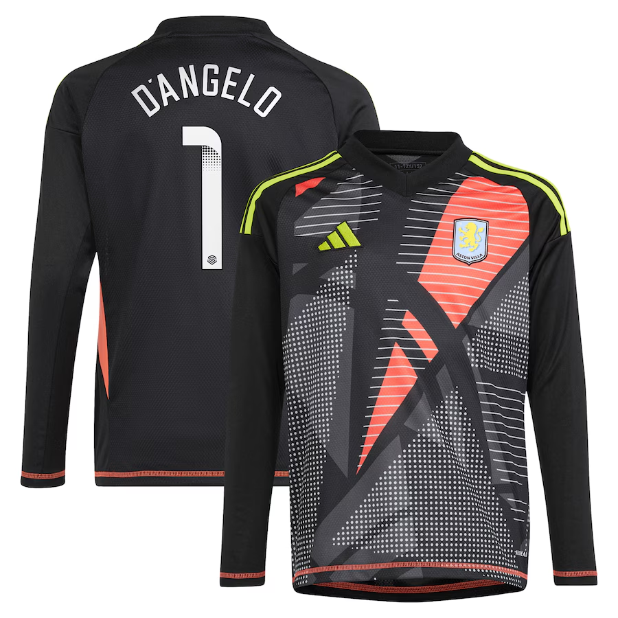 aston villa wsl adidas goalkeeper shirt 2024-25 – long sleeve – kids with d8217angelo 1 printing Collection | Official Aston Villa Jerseys