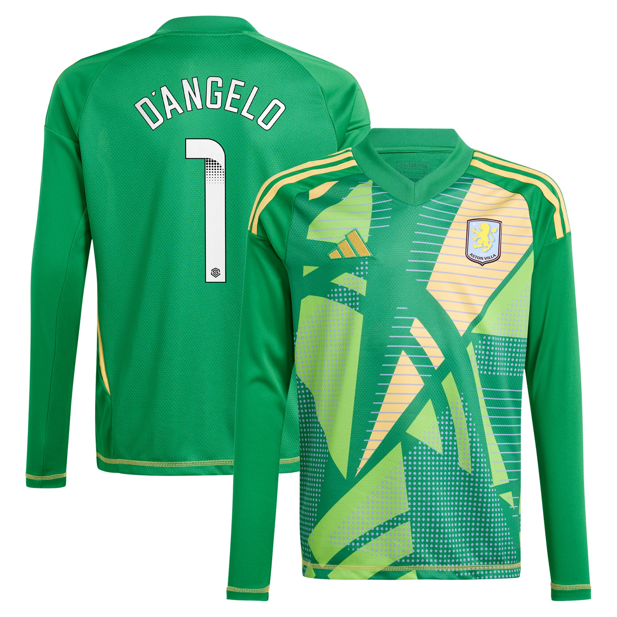 aston villa wsl adidas goalkeeper shirt 2024-25 – long sleeve – kids with dangelo 1 printing – 202712206-01 Collection | Official Aston Villa Jerseys