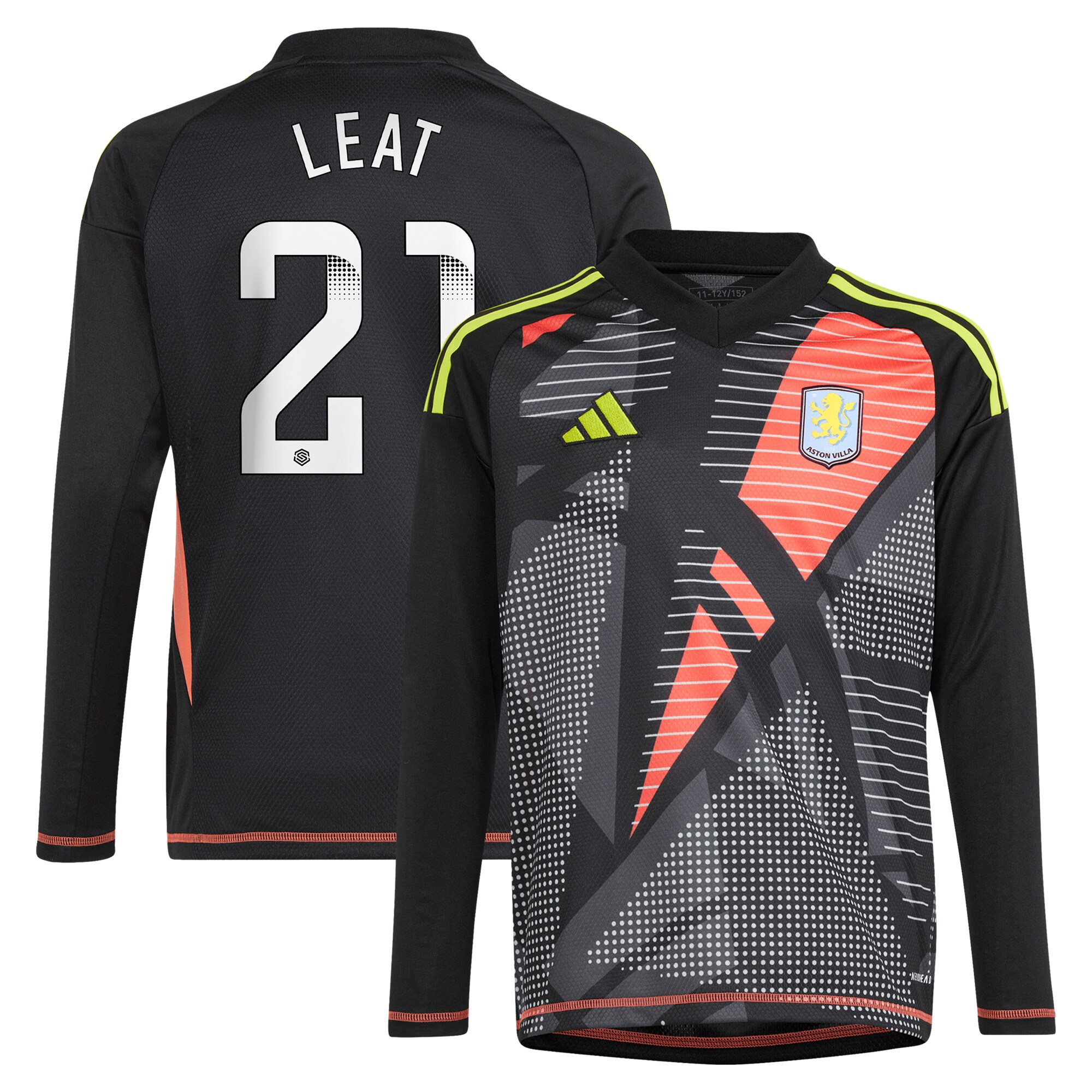aston villa wsl adidas goalkeeper shirt 2024-25 – long sleeve – kids with leat 21 printing Collection | Official Aston Villa Jerseys