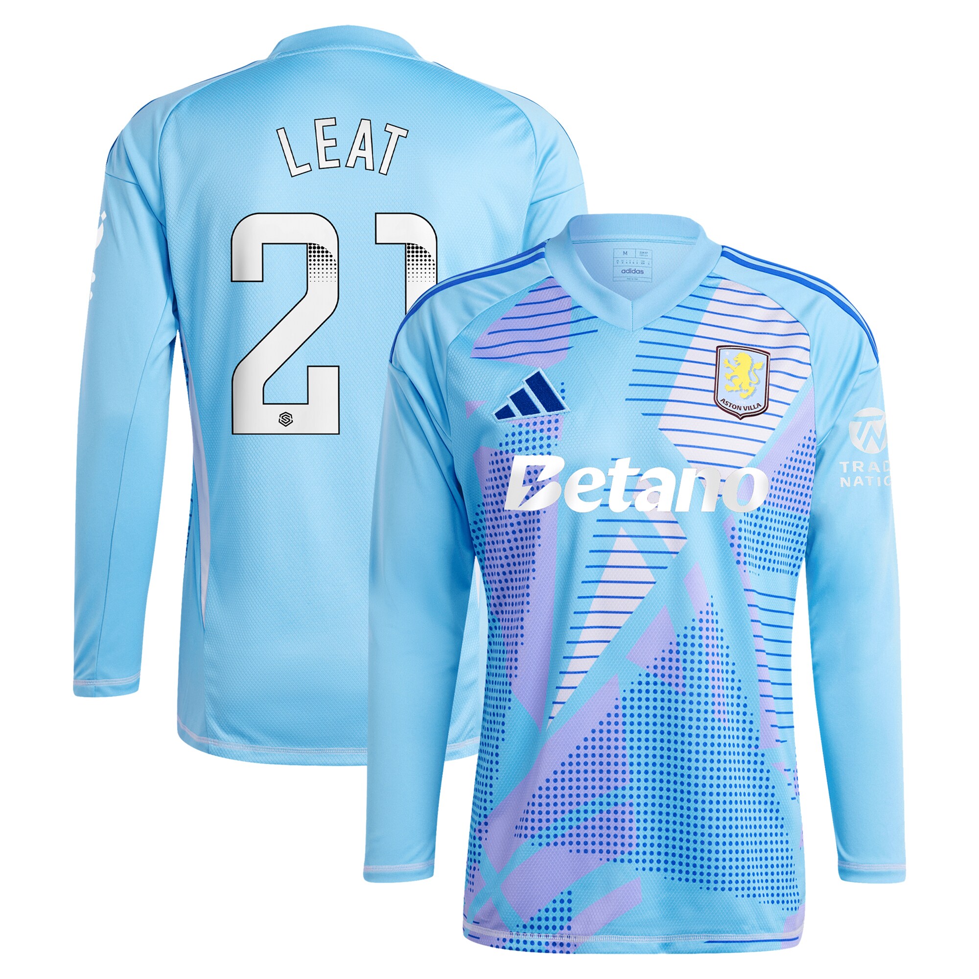 aston villa wsl adidas goalkeeper shirt 2024-25 – long sleeve with leat 21 printing – 202030996 Collection | Official Aston Villa Jerseys