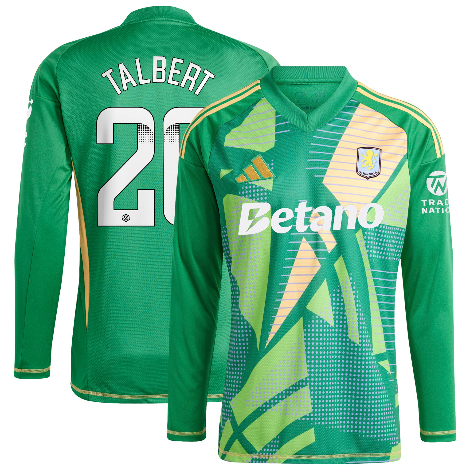 aston villa wsl adidas goalkeeper shirt 2024-25 – long sleeve with talbert 26 printing 202849399 Collection | Official Aston Villa Jerseys