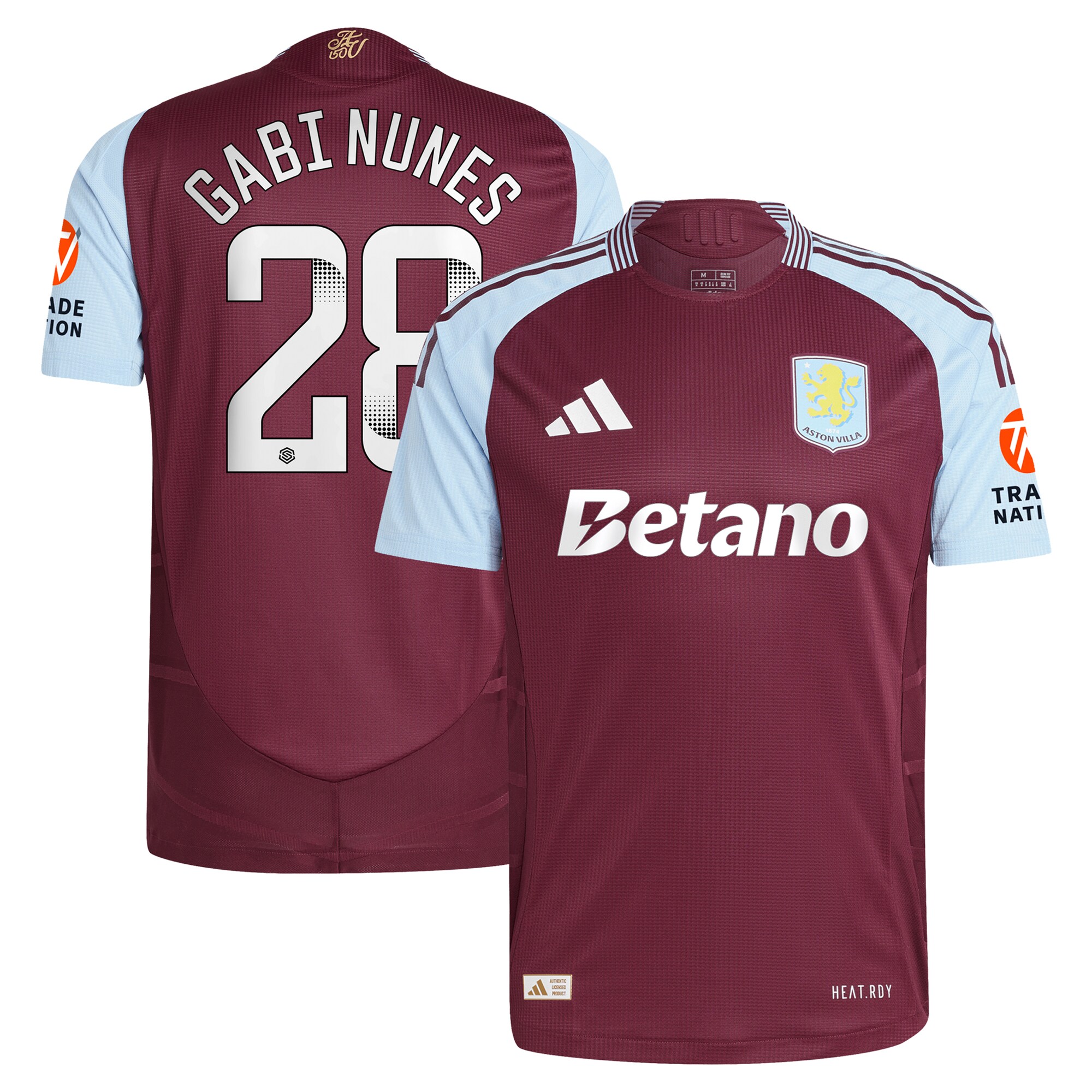 aston villa wsl adidas home authentic shirt 2024-25 with gabi nunes 28 printing Collection | Official Aston Villa Jerseys