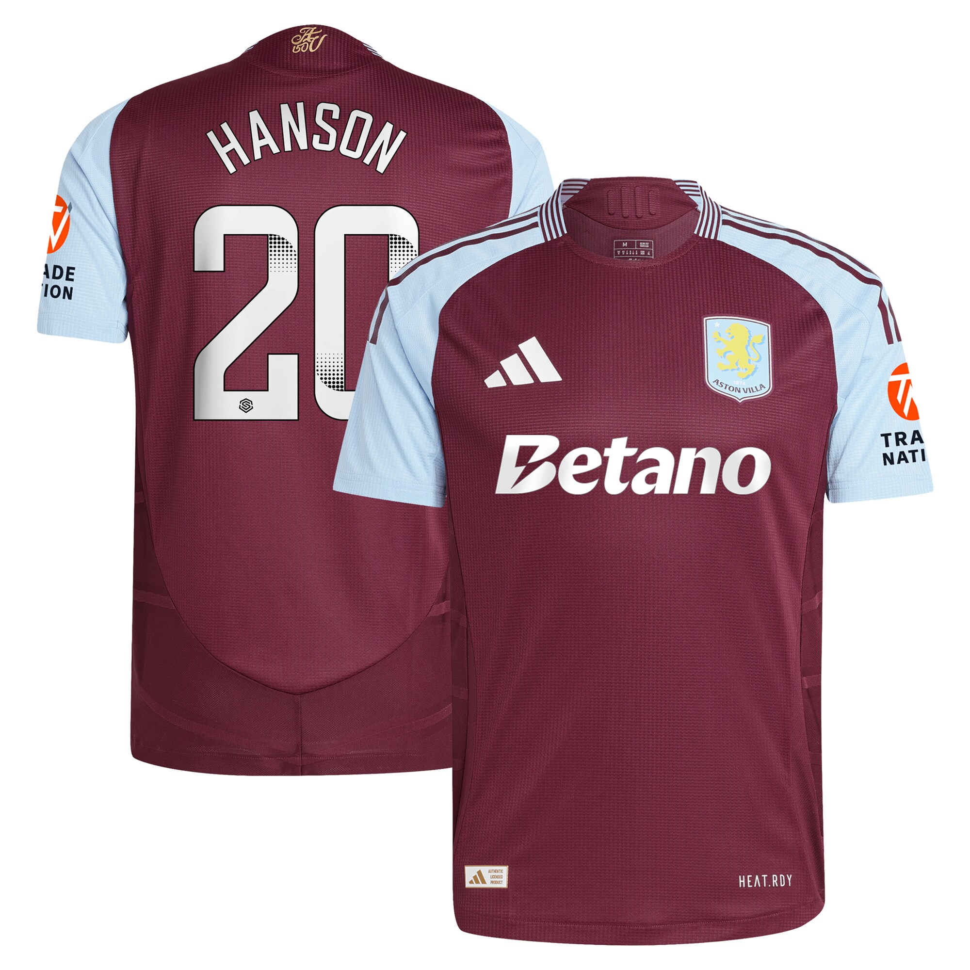 aston villa wsl adidas home authentic shirt 2024-25 with hanson 20 printing Collection | Official Aston Villa Jerseys
