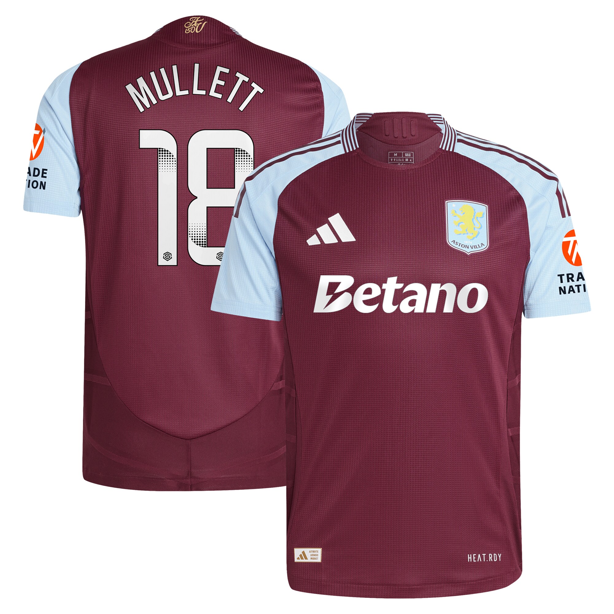 aston villa wsl adidas home authentic shirt 2024-25 with mullett 18 printing Collection | Official Aston Villa Jerseys