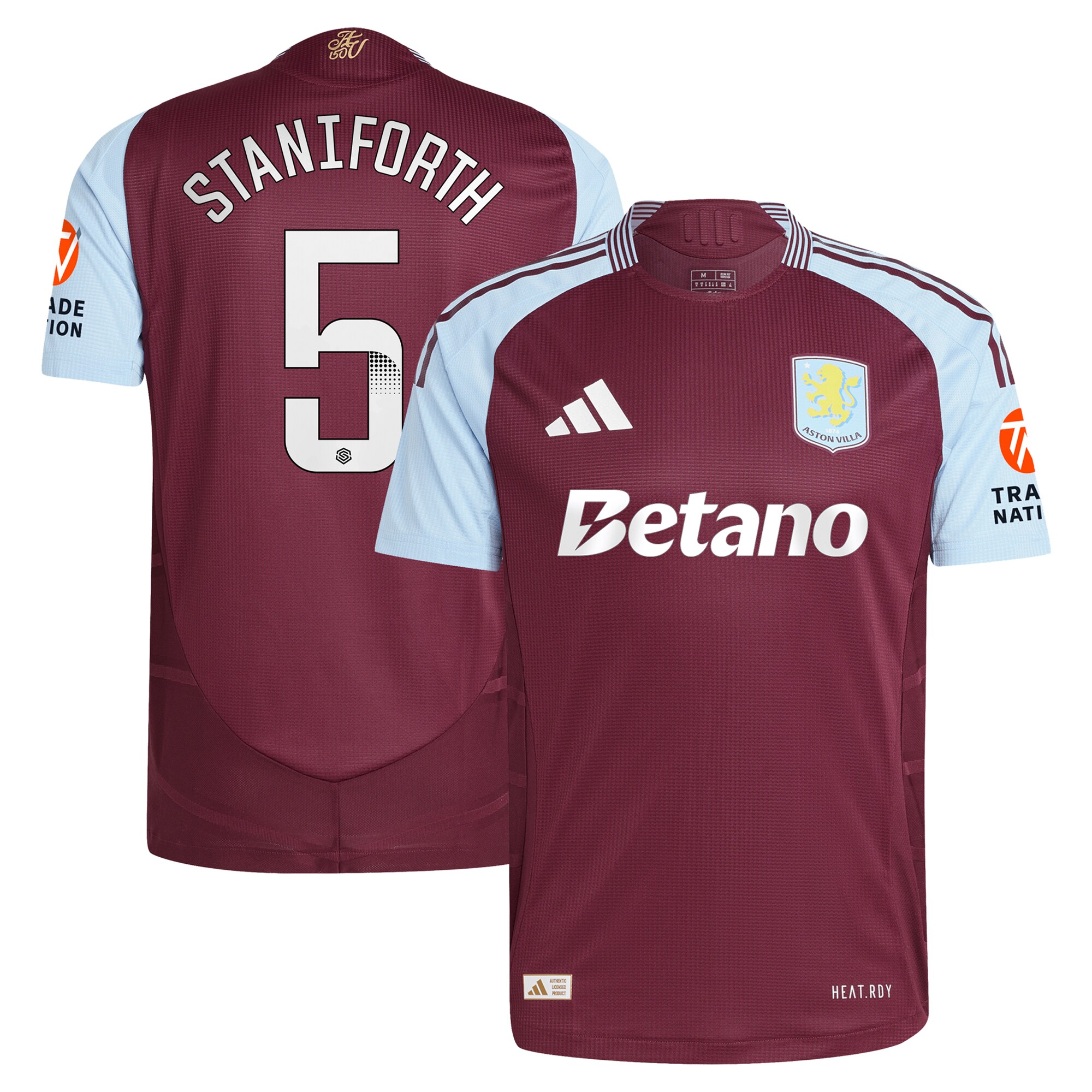 aston villa wsl adidas home authentic shirt 2024-25 with staniforth 5 printing Collection | Official Aston Villa Jerseys