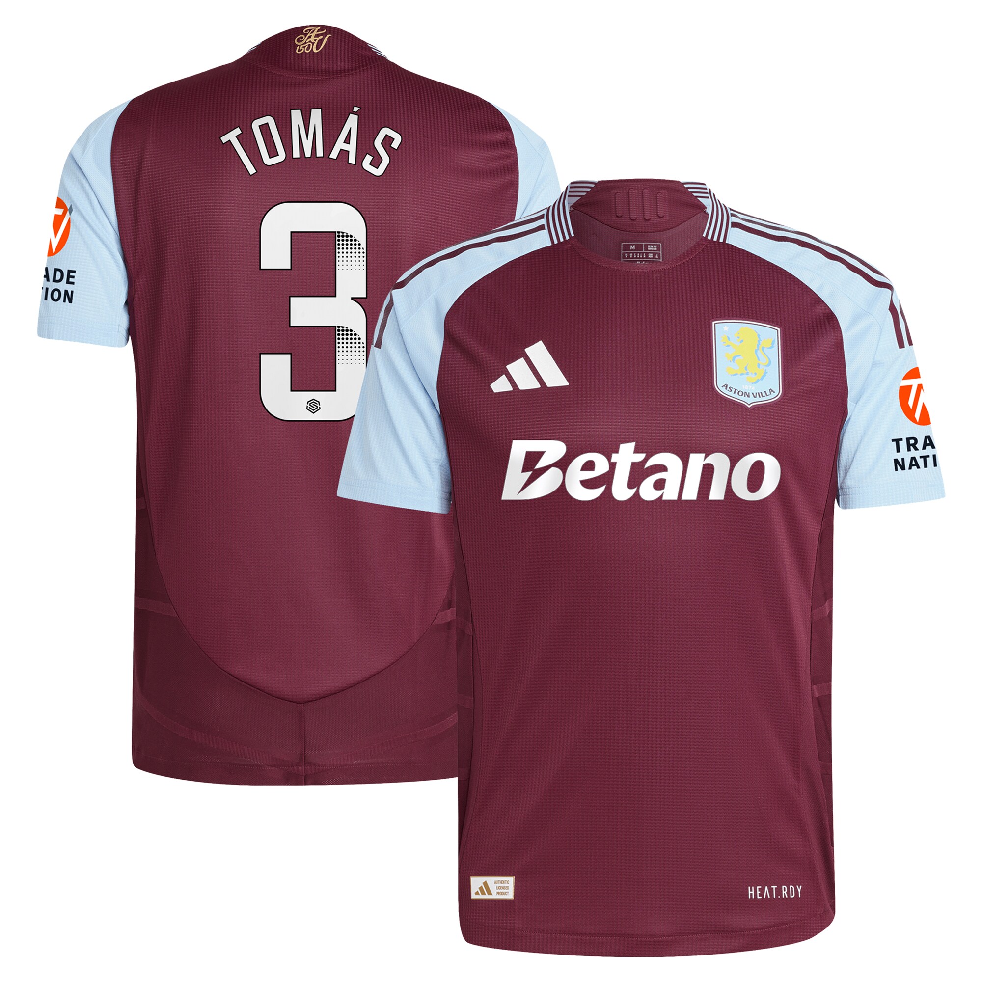aston villa wsl adidas home authentic shirt 2024-25 with tomás 3 printing Collection | Official Aston Villa Jerseys
