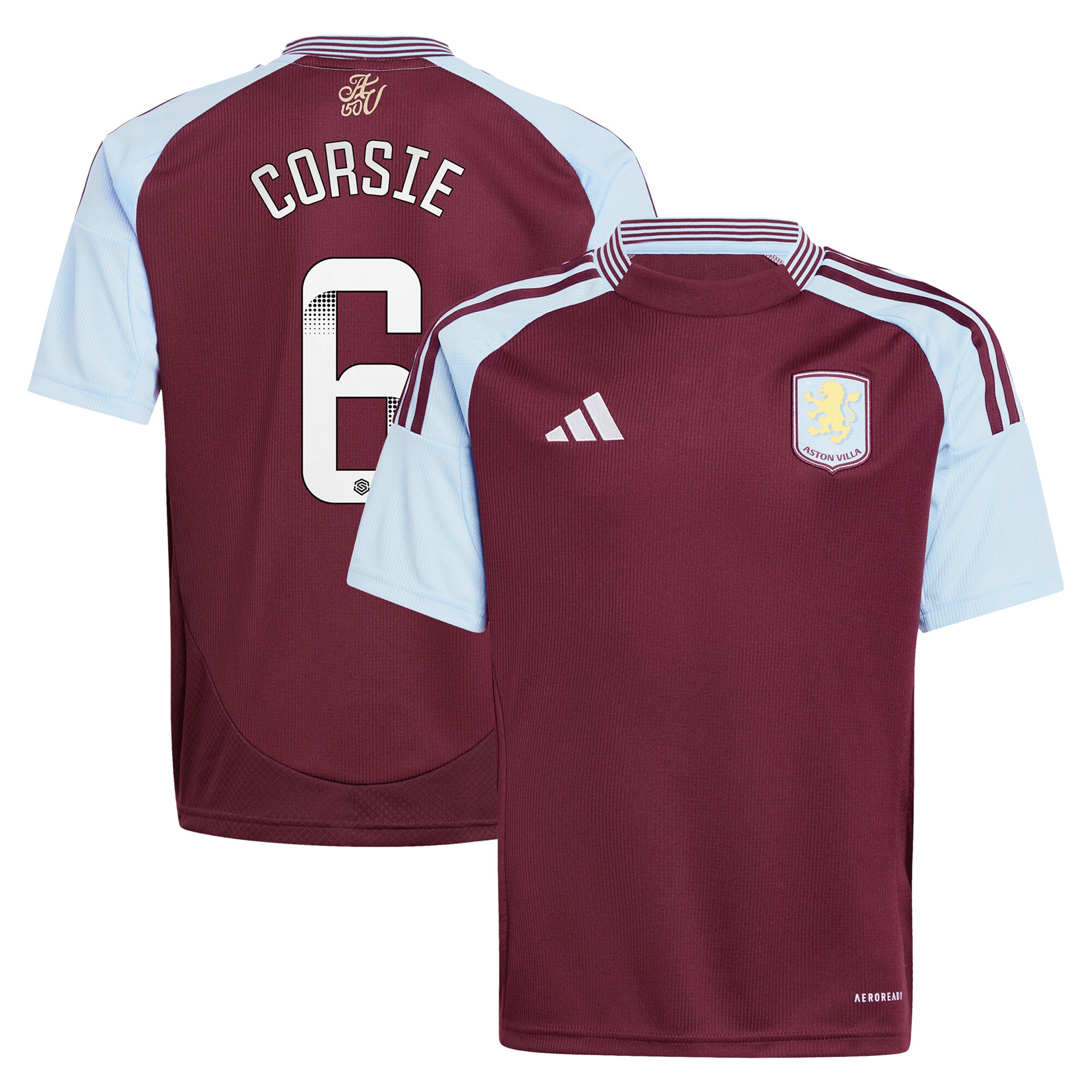 aston villa wsl adidas home shirt 2024-25 – kids with corsie 6 printing Collection | Official Aston Villa Jerseys