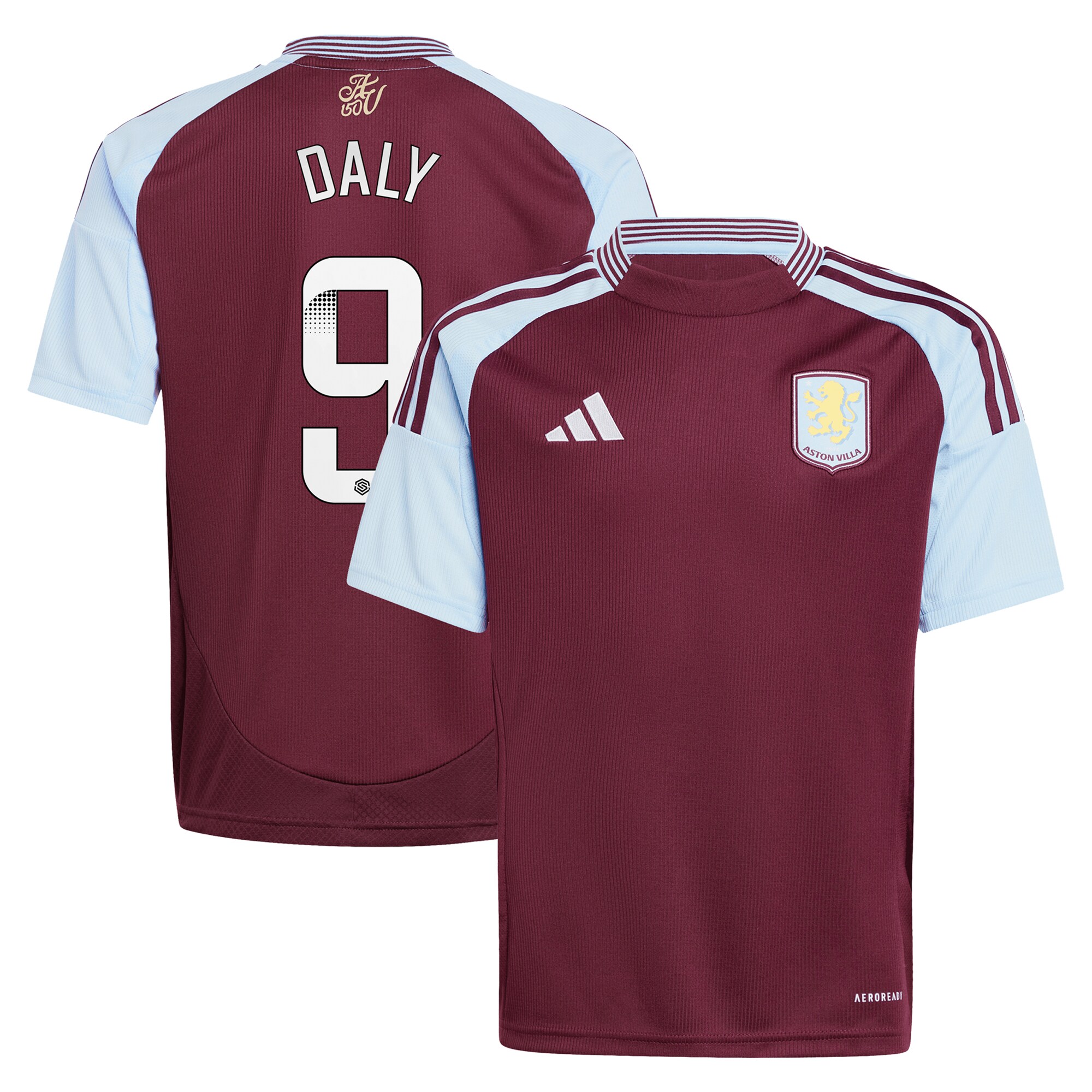aston villa wsl adidas home shirt 2024-25 – kids with daly 9 printing Collection | Official Aston Villa Jerseys