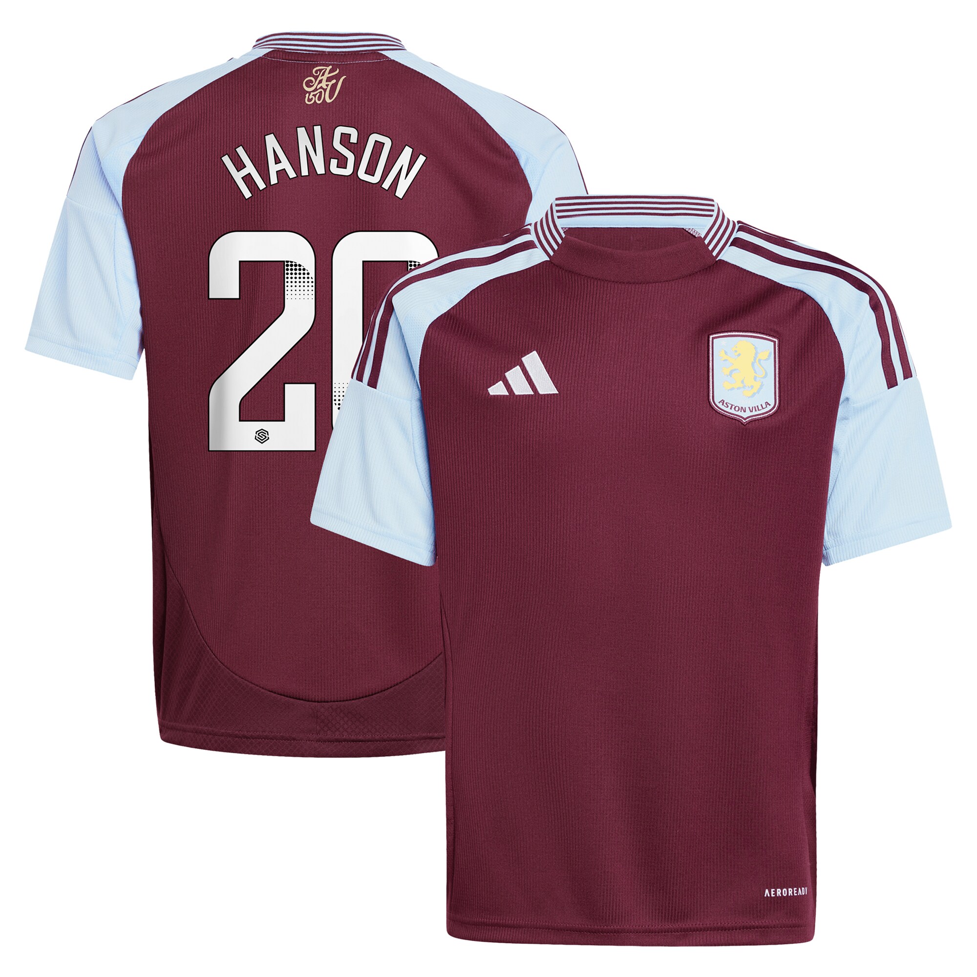 aston villa wsl adidas home shirt 2024-25 – kids with hanson 20 printing Collection | Official Aston Villa Jerseys