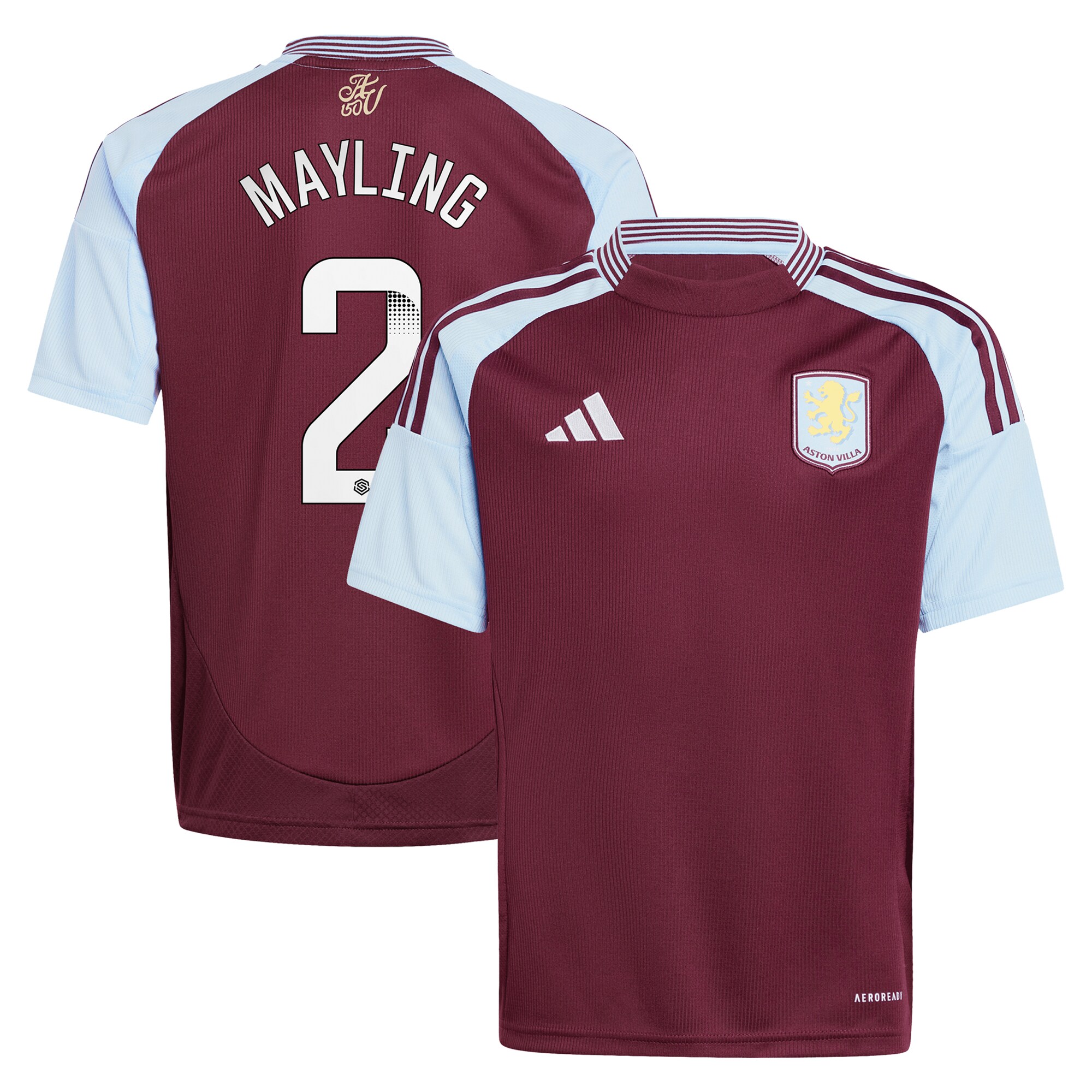 aston villa wsl adidas home shirt 2024-25 – kids with mayling 2 printing Collection | Official Aston Villa Jerseys