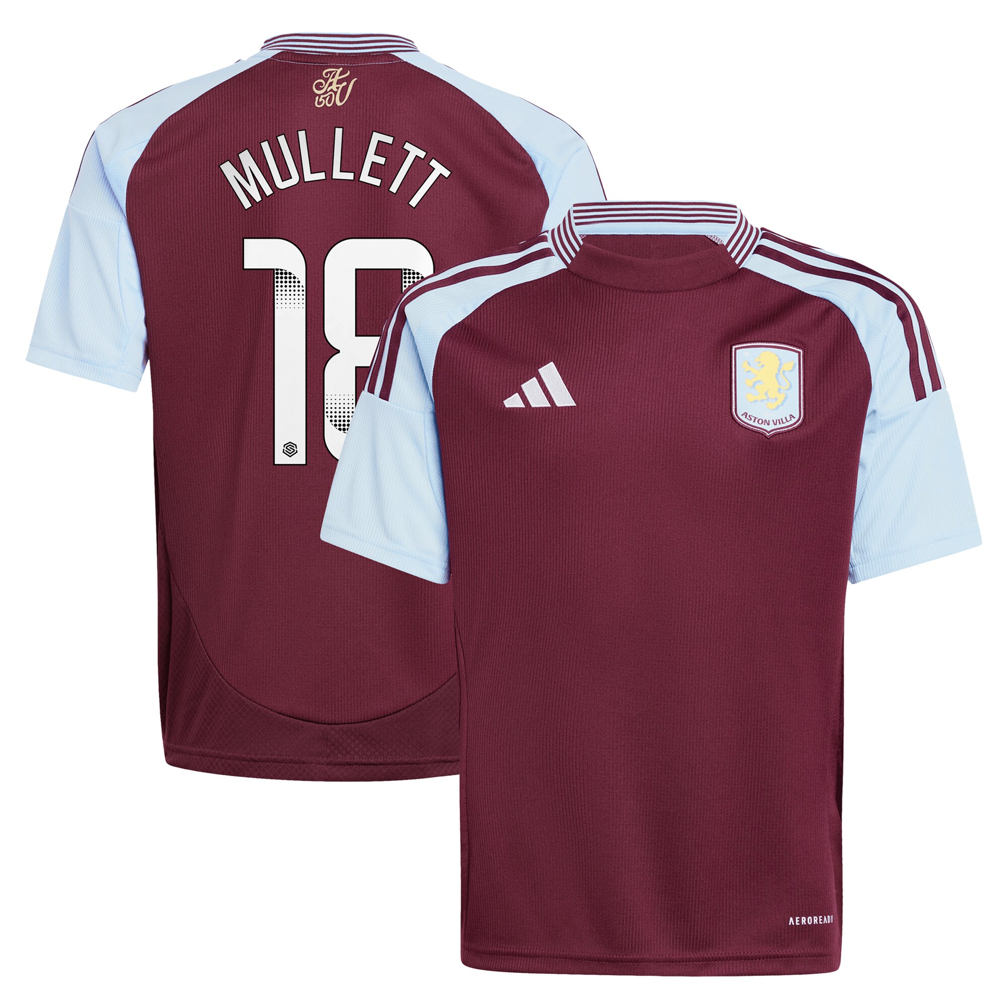 aston villa wsl adidas home shirt 2024-25 – kids with mullett 18 printing Collection | Official Aston Villa Jerseys
