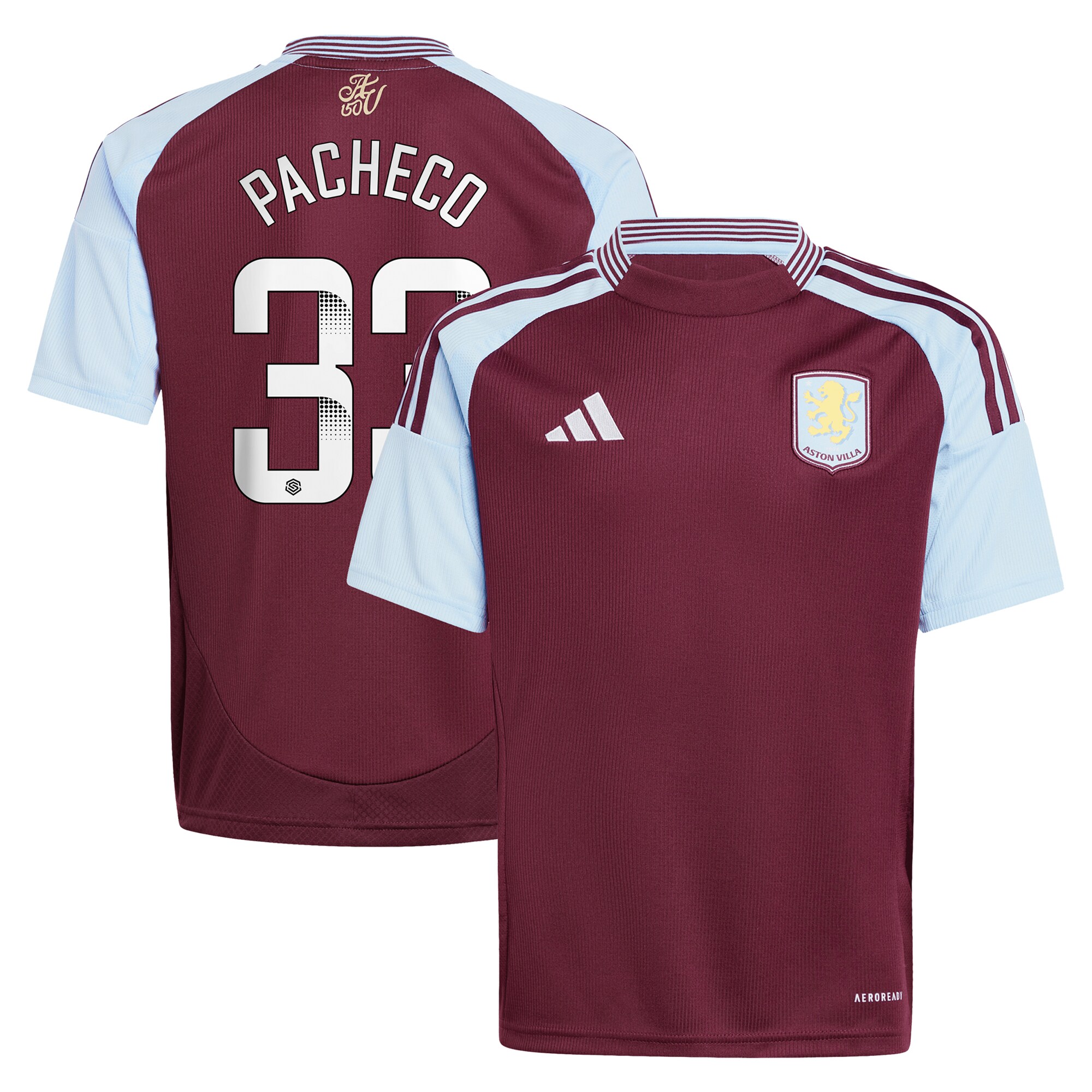 aston villa wsl adidas home shirt 2024-25 – kids with pacheco 33 printing Collection | Official Aston Villa Jerseys