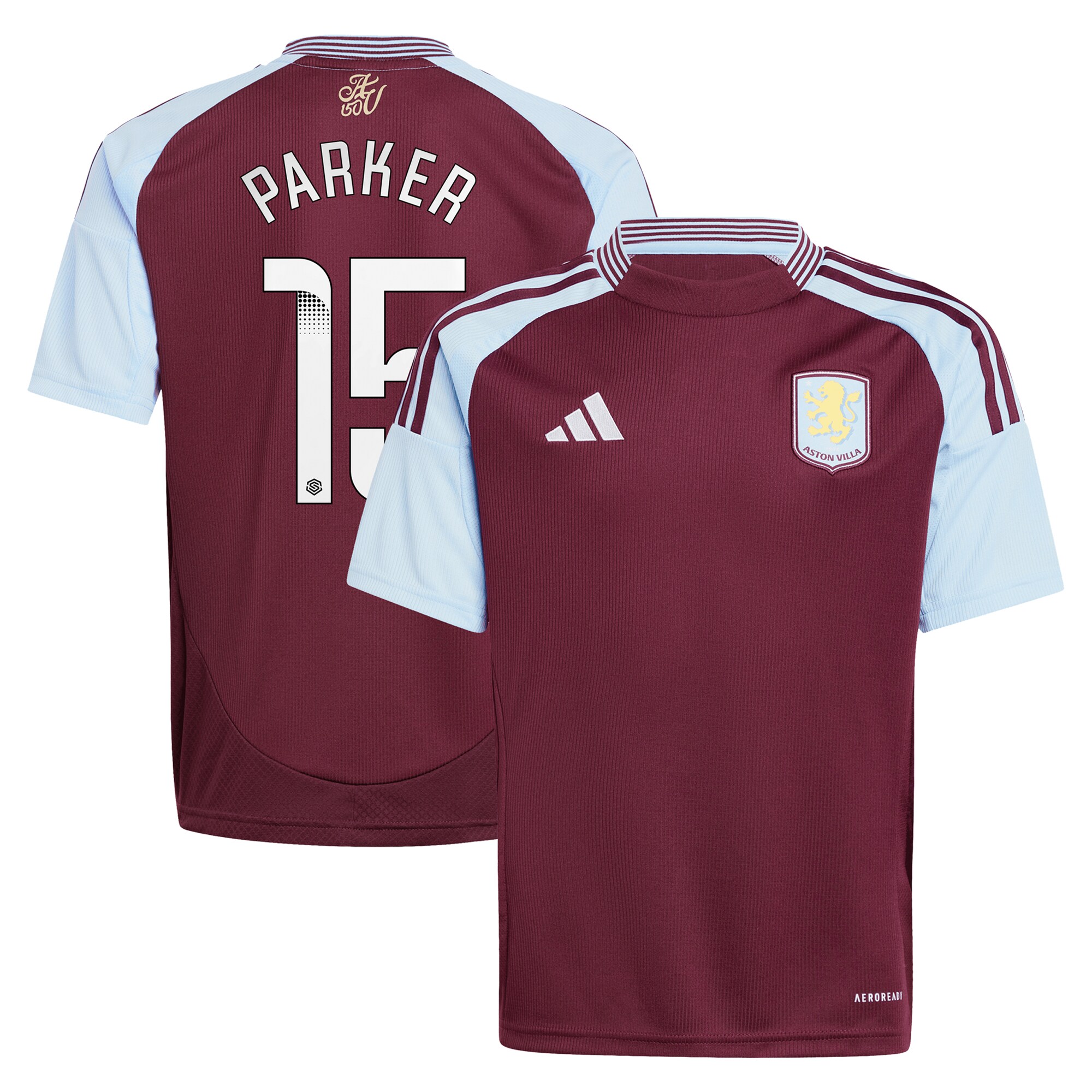 aston villa wsl adidas home shirt 2024-25 – kids with parker 15 printing Collection | Official Aston Villa Jerseys