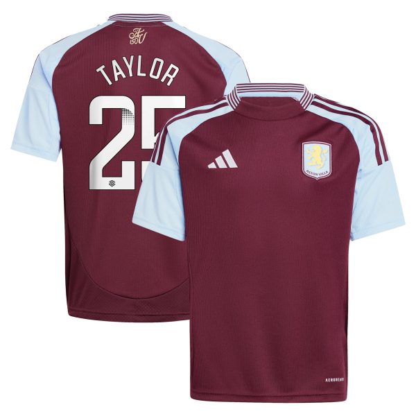 aston villa wsl adidas home shirt 2024-25 – kids with taylor 25 printing Collection | Official Aston Villa Jerseys