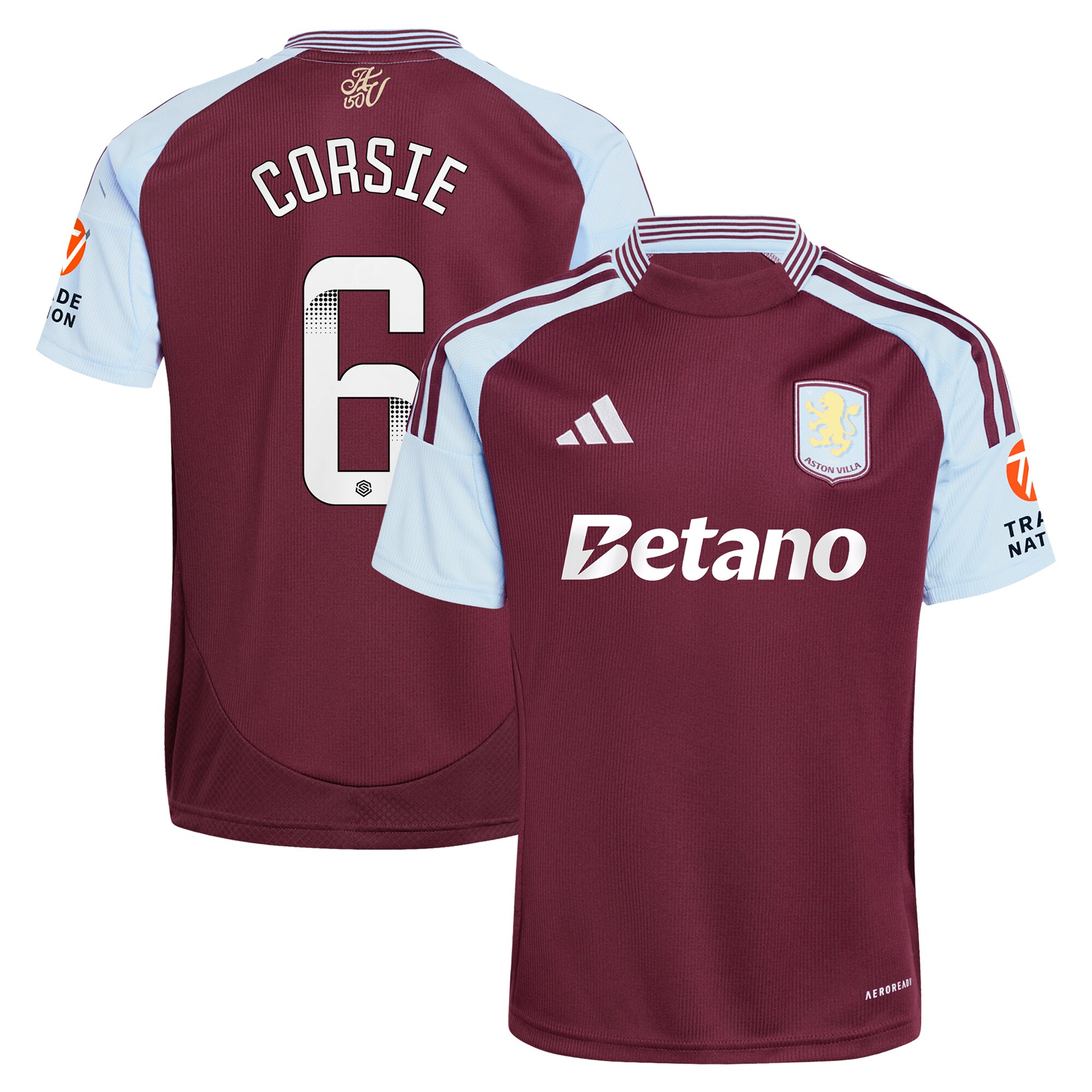 aston villa wsl adidas home shirt 2024-25 with corsie 6 printing Collection | Official Aston Villa Jerseys