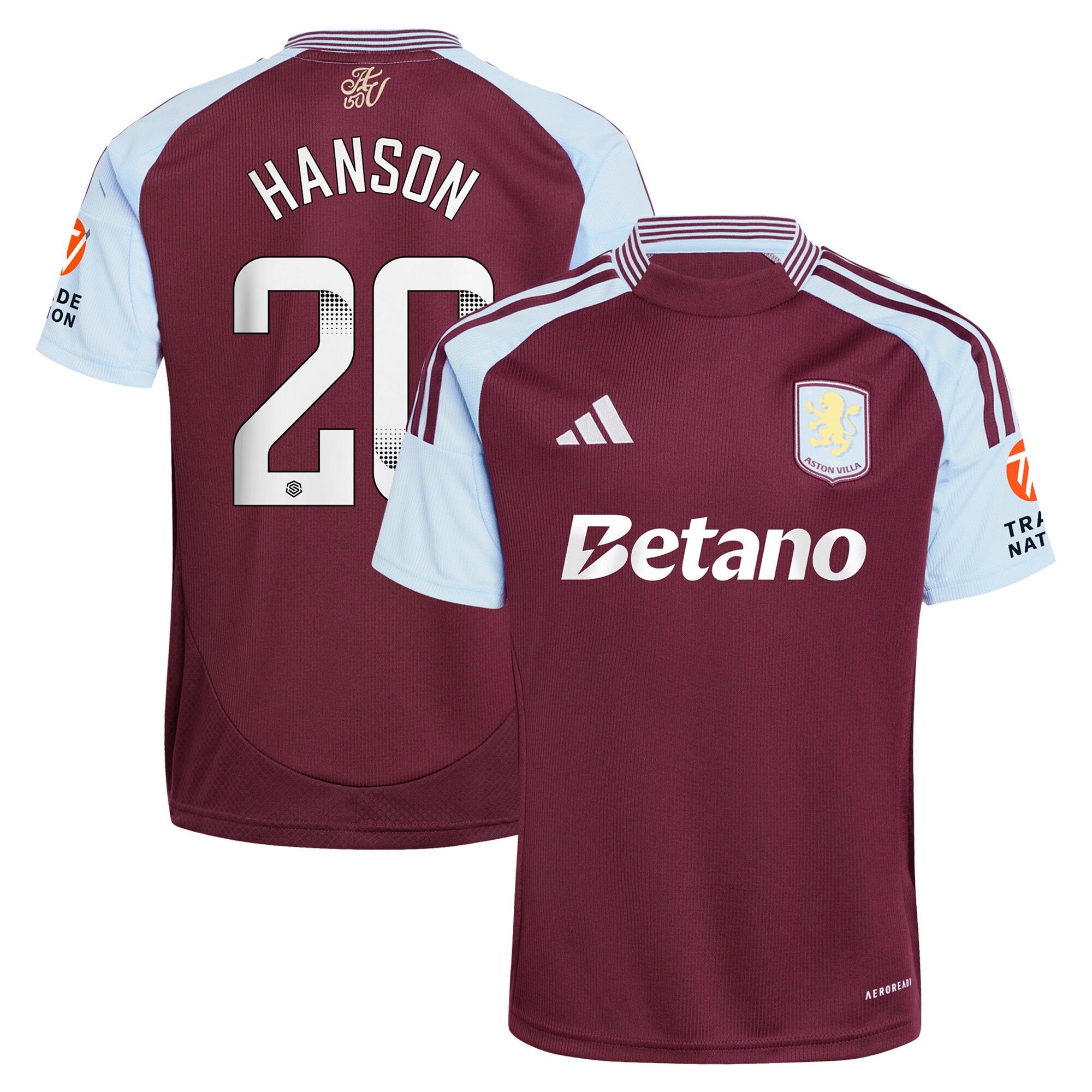 aston villa wsl adidas home shirt 2024-25 with hanson 20 printing Collection | Official Aston Villa Jerseys
