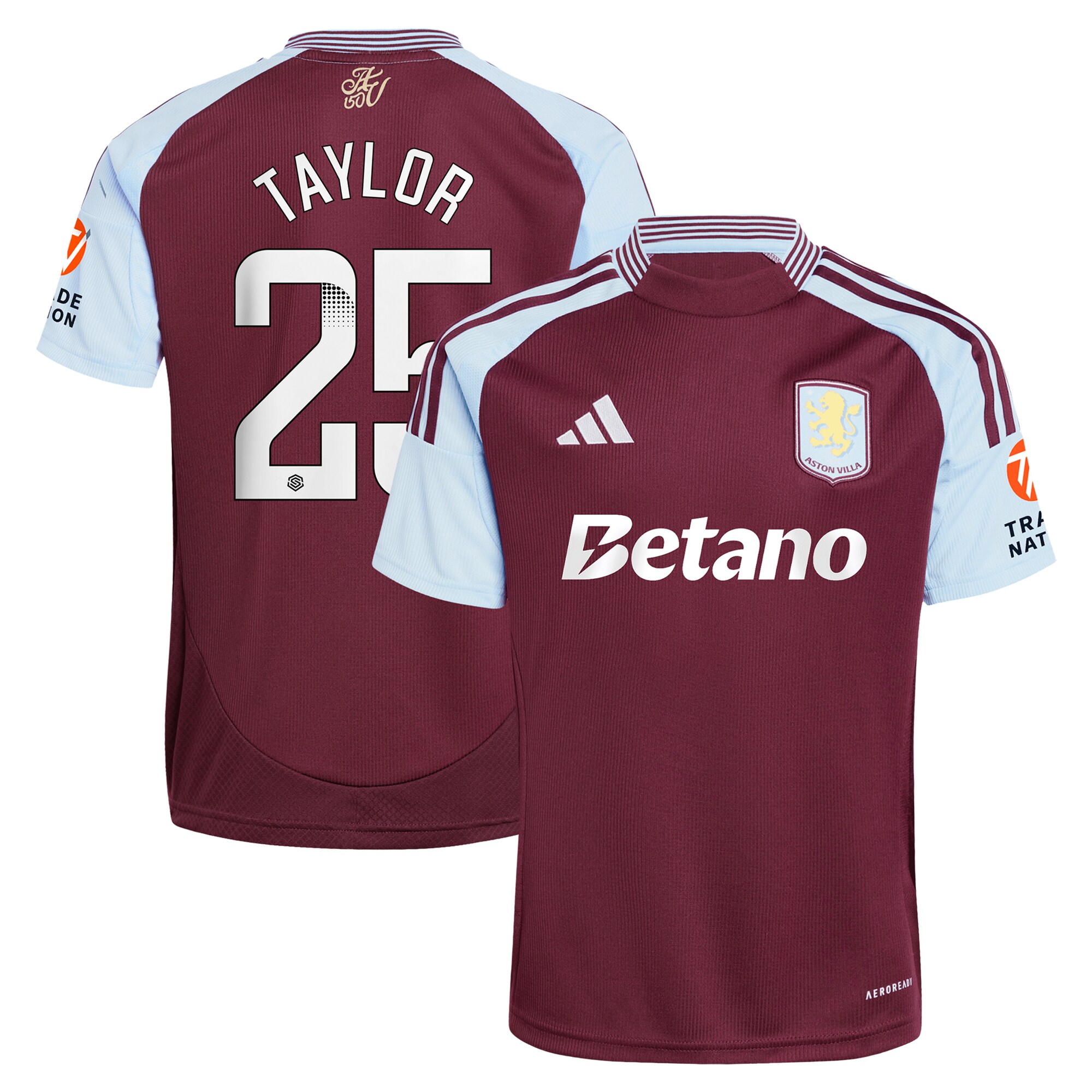 aston villa wsl adidas home shirt 2024-25 with taylor 25 printing Collection | Official Aston Villa Jerseys
