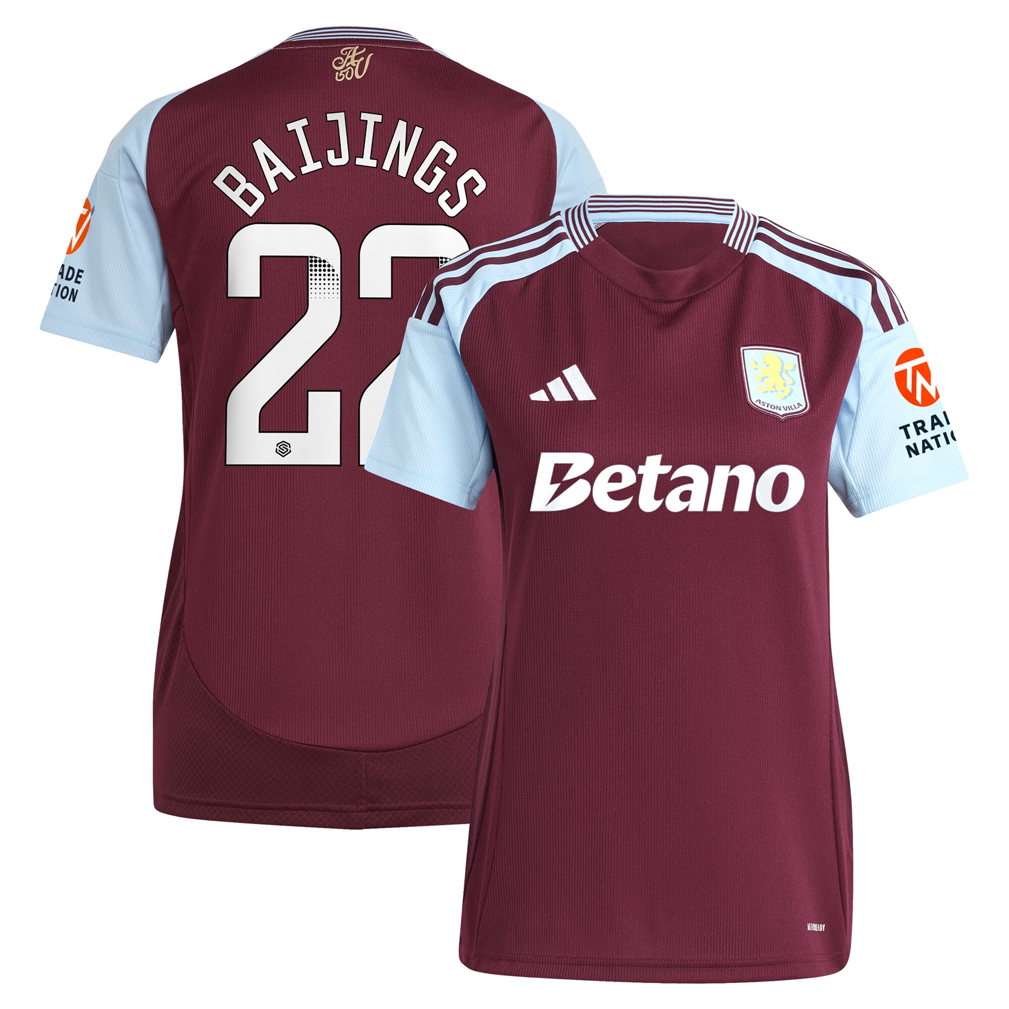 aston villa wsl adidas home shirt 2024-25 – womens with baijings 22 printing Collection | Official Aston Villa Jerseys