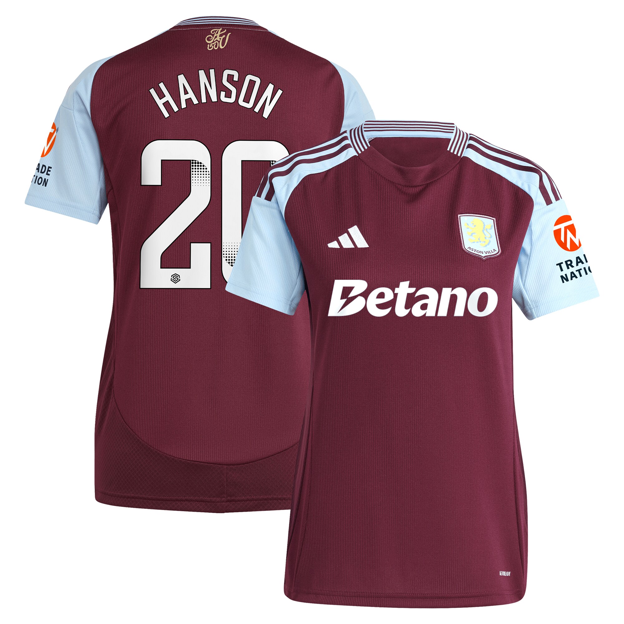 aston villa wsl adidas home shirt 2024-25 – womens with hanson 20 printing Collection | Official Aston Villa Jerseys