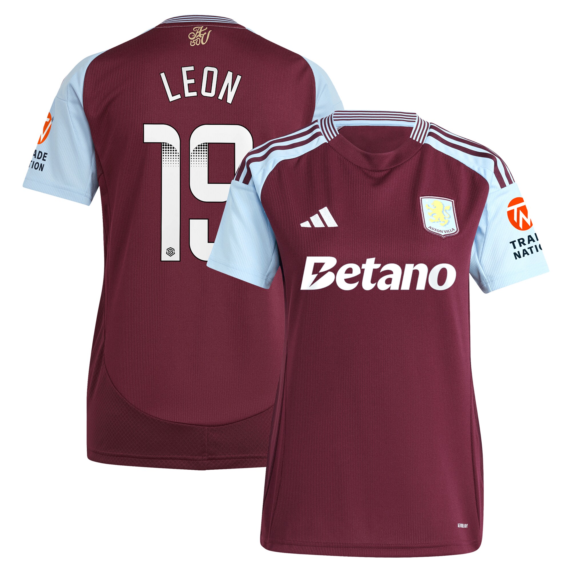 aston villa wsl adidas home shirt 2024-25 – womens with leon 19 printing Collection | Official Aston Villa Jerseys