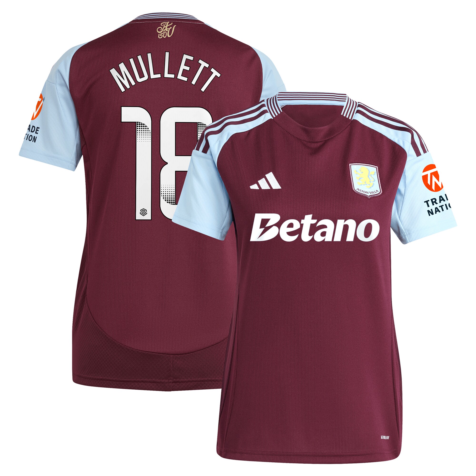 aston villa wsl adidas home shirt 2024-25 – womens with mullett 18 printing Collection | Official Aston Villa Jerseys