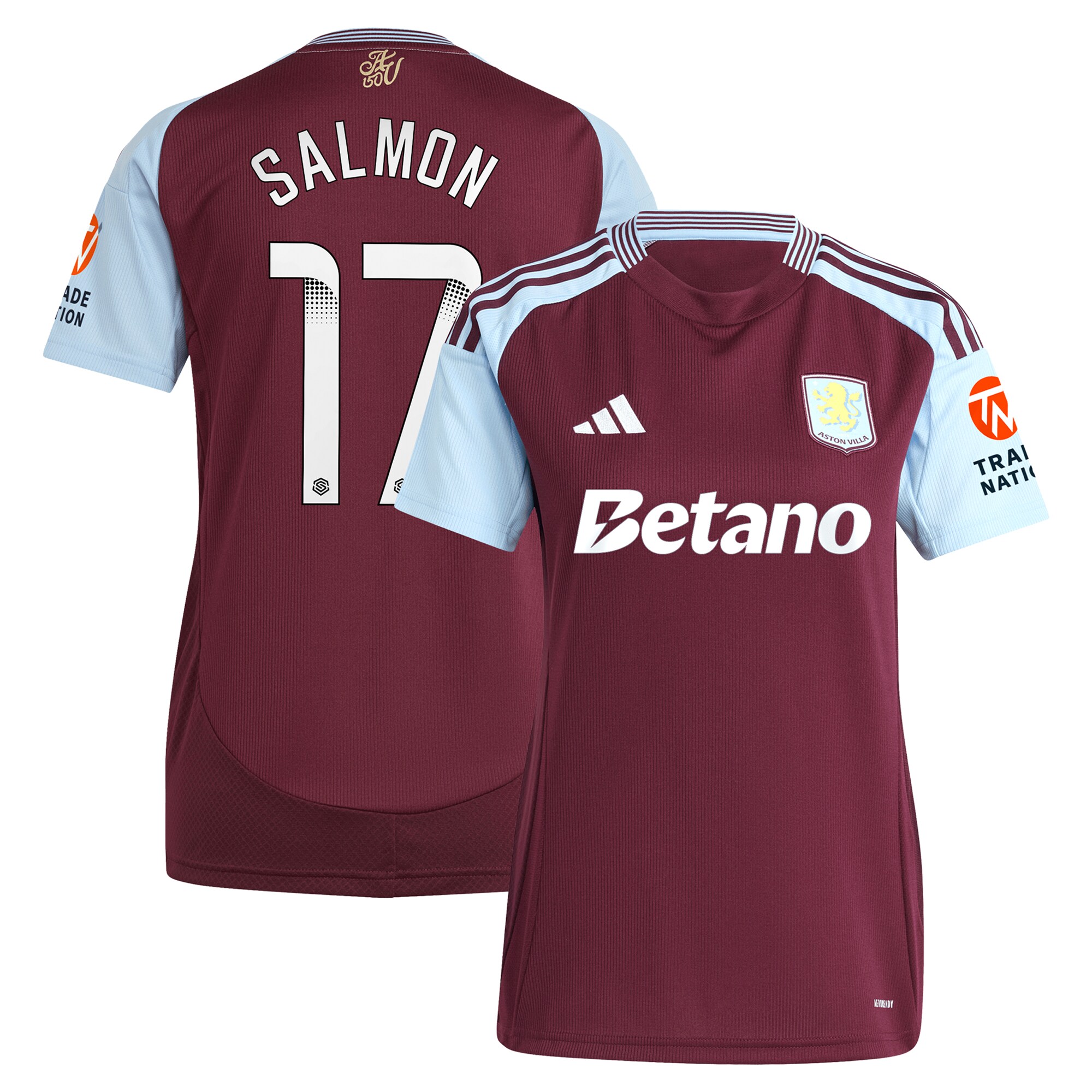 aston villa wsl adidas home shirt 2024-25 – womens with salmon 17 printing Collection | Official Aston Villa Jerseys